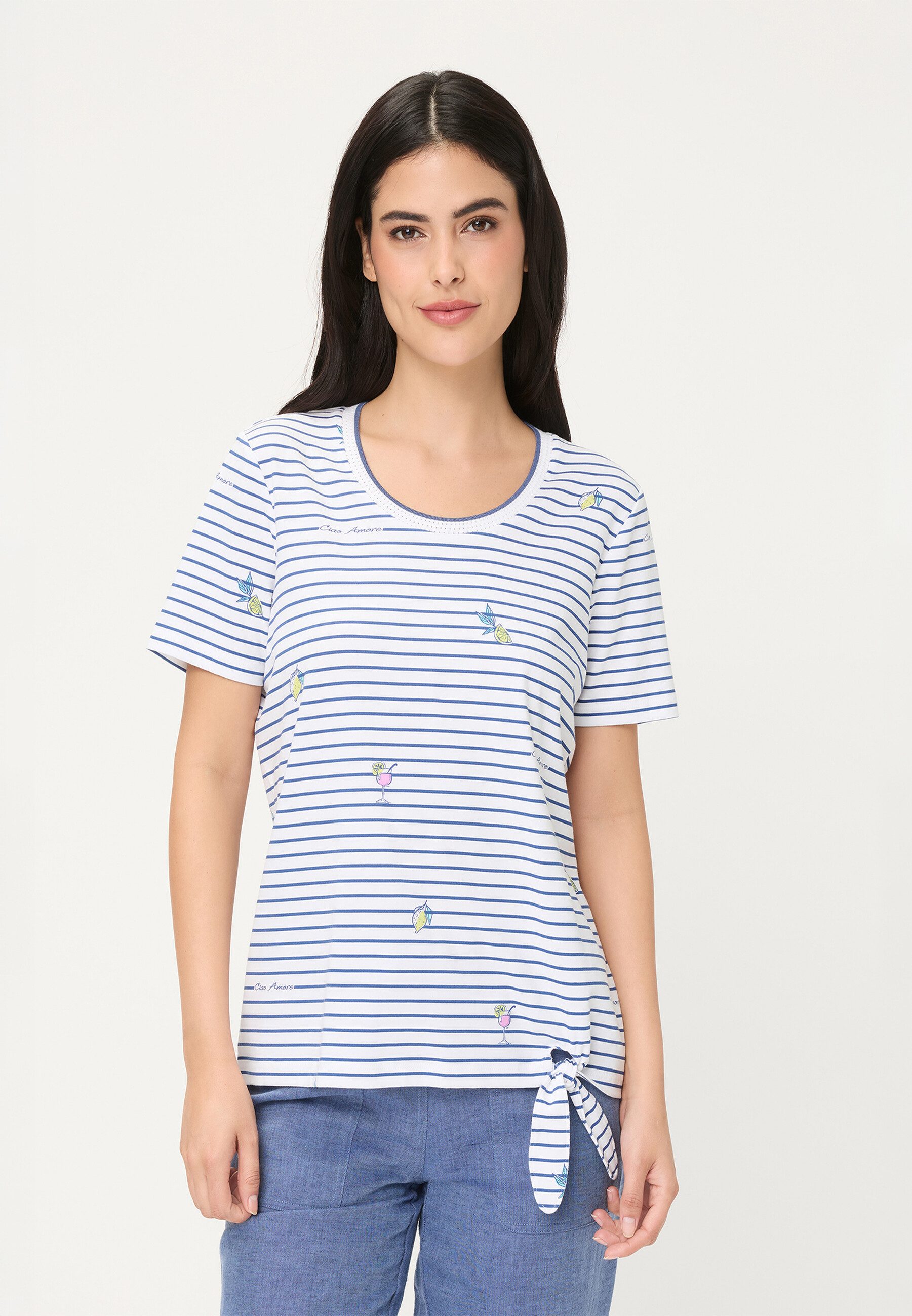Olsen T-Shirt Shirt mit Streifen und Zierdetails