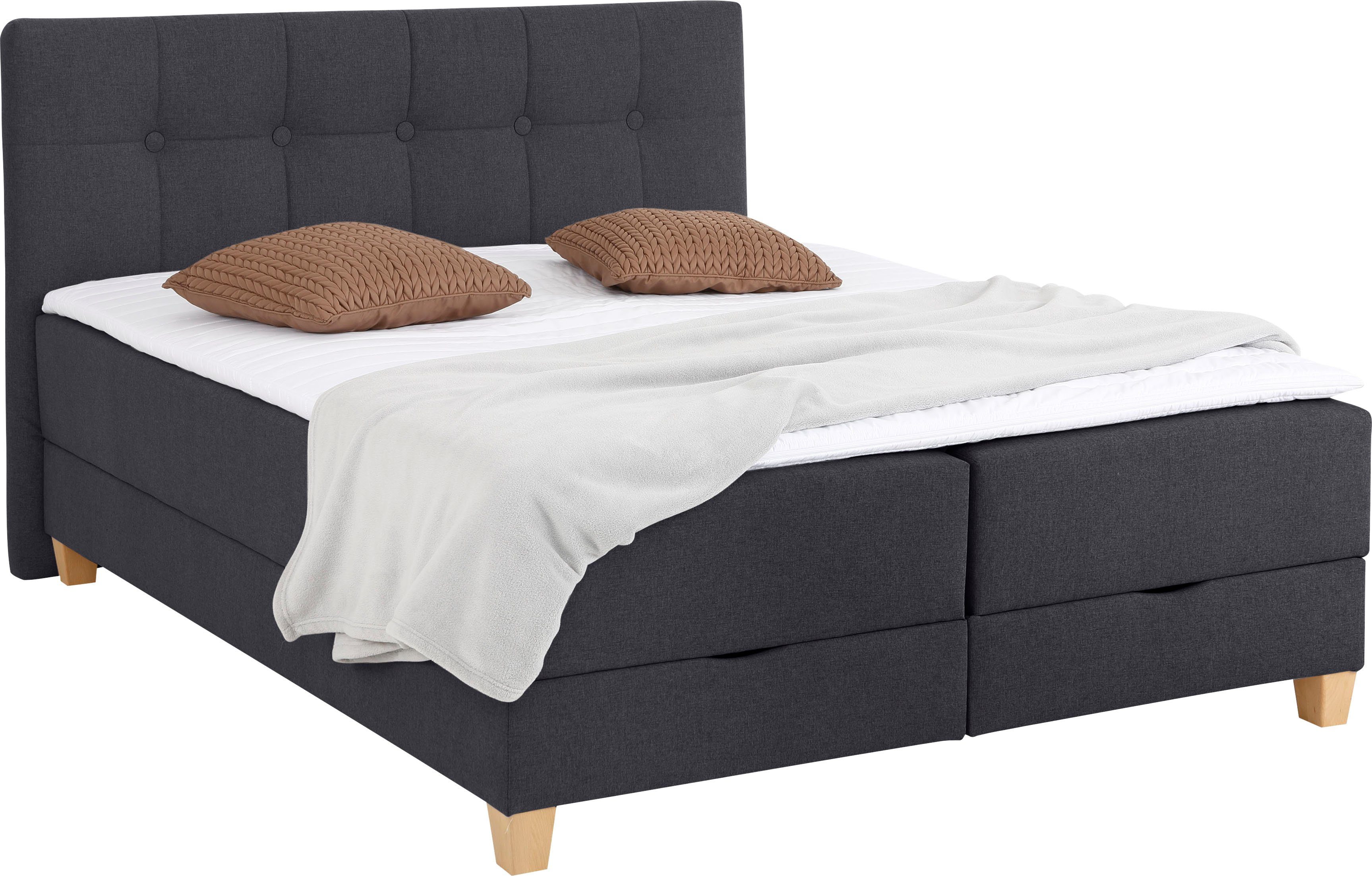 Home affaire Boxbett Lonrai, in H2,H3 & H4 und XXL - Überlänge 220cm wählbar, inkl. Topper