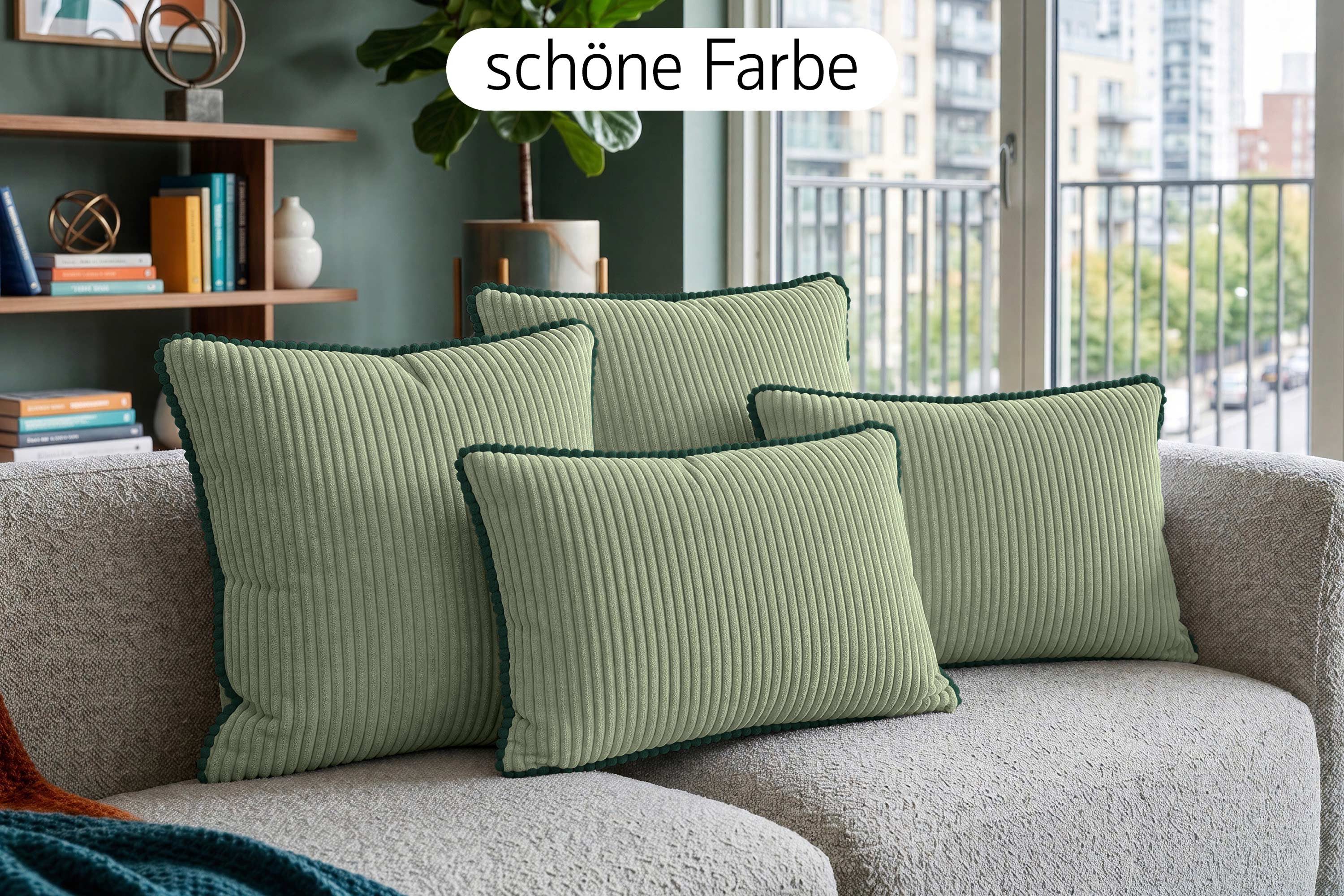 Amilian Dekokissen Sofakissen 4er Set mit Füllung 2x 40x40 cm + 2x 35x45 cm, Hotelverschluss Sofakissen Zierkissen
