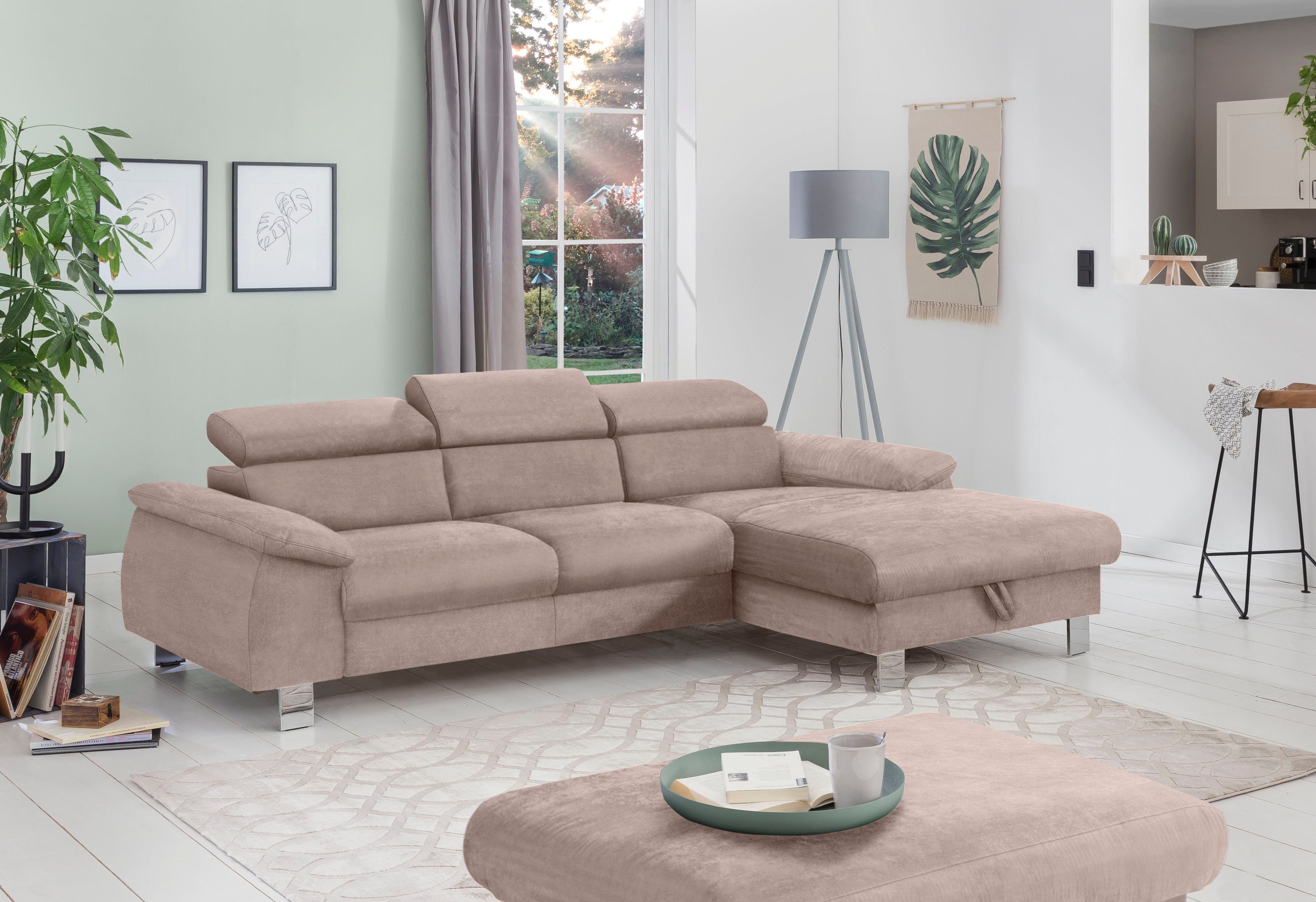 COTTA Ecksofa "Komaris L-Form, B: 244 cm" mit Kopfteilverstellung, optional günstig online kaufen