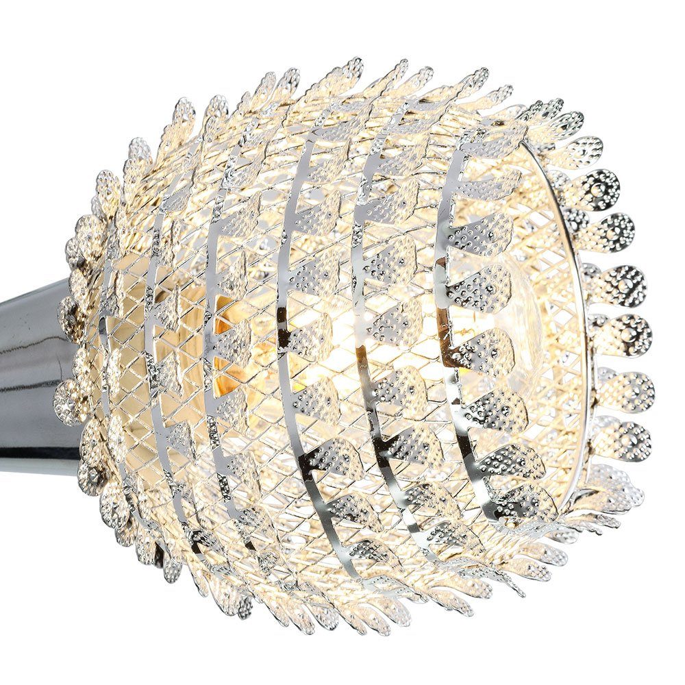 etc-shop LED Deckenleuchte, Lampe Spots Wohn inklusive, Leuchte Ess Chrom Matt Blätter Nickel nicht Decken Dekor Leuchtmittel