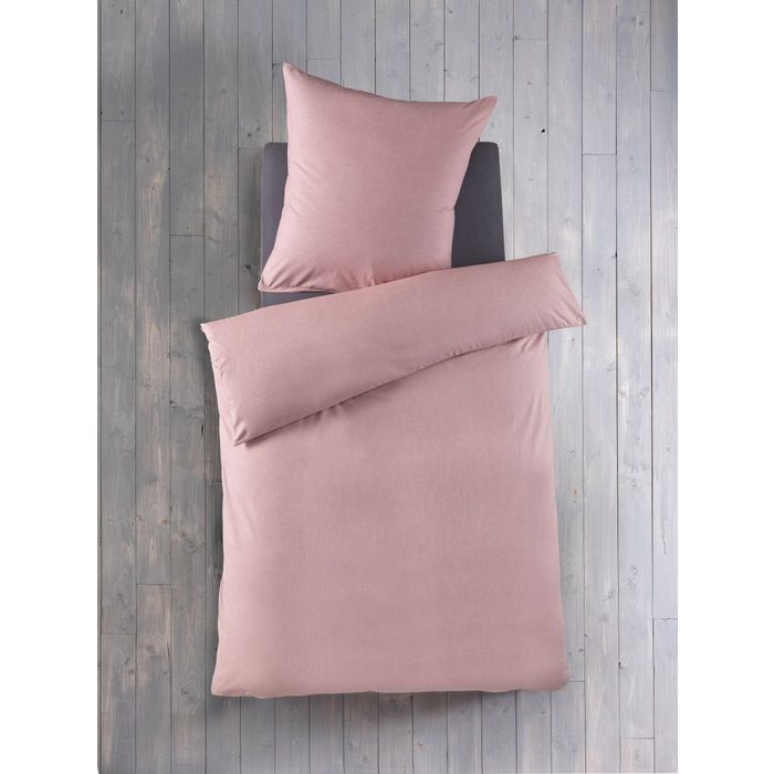 Bettwäsche Chambray 135 cm x 200 cm rosa soma Baumolle 2 teilig Bettbezug Kopfkissenbezug Set kuschelig weich hochwertig
