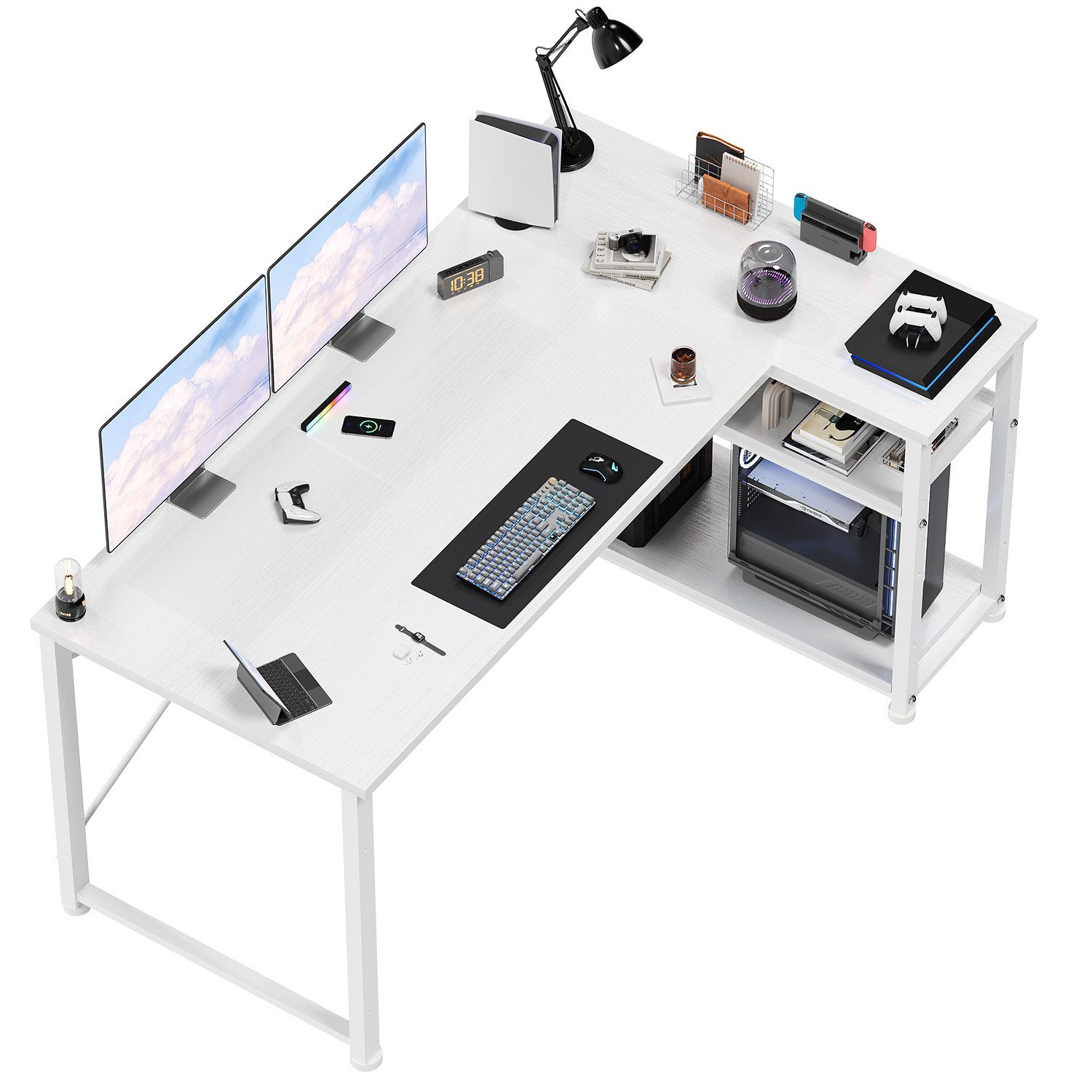 HOMALL Eckschreibtisch 100/120L Form mit Ablagefächern, günstig online kaufen