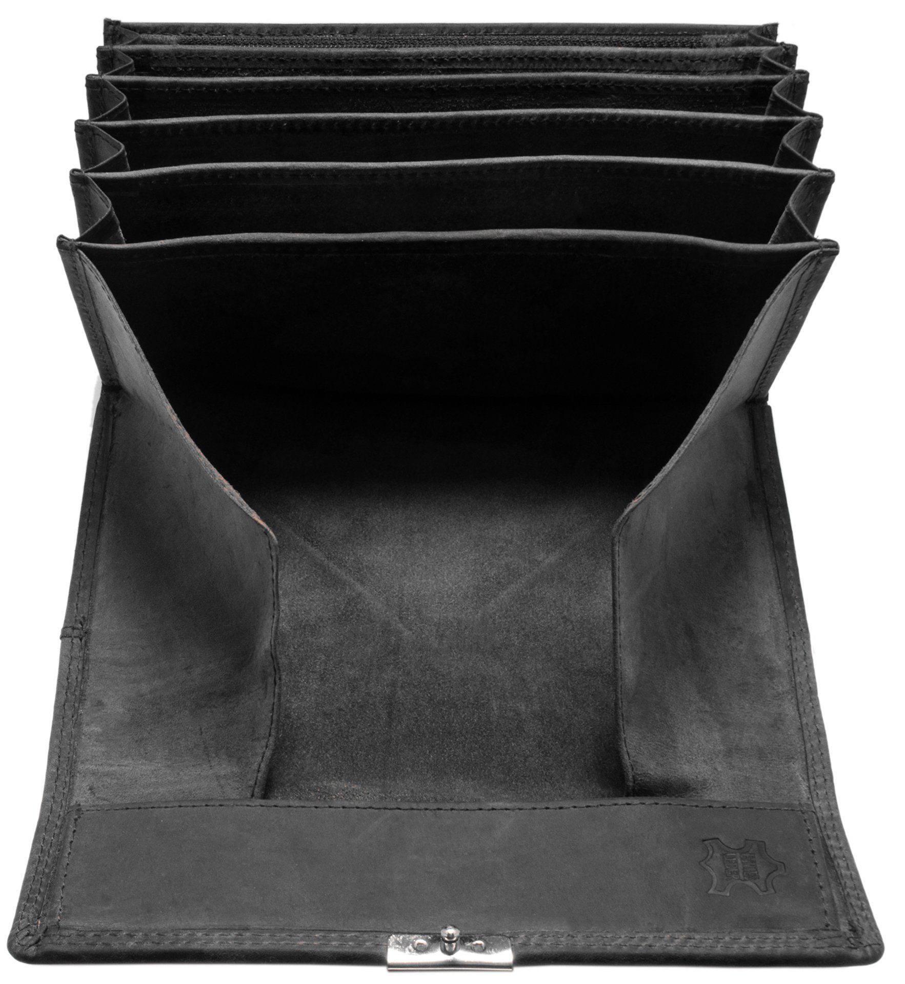 Benthill Geldbörse Kellner Echt Leder Kellnerportemonnaie RFID Schutz Profi Kellnerbörse, RFID-Schutz Kartenfächer Münzfach Reißverschlussfach