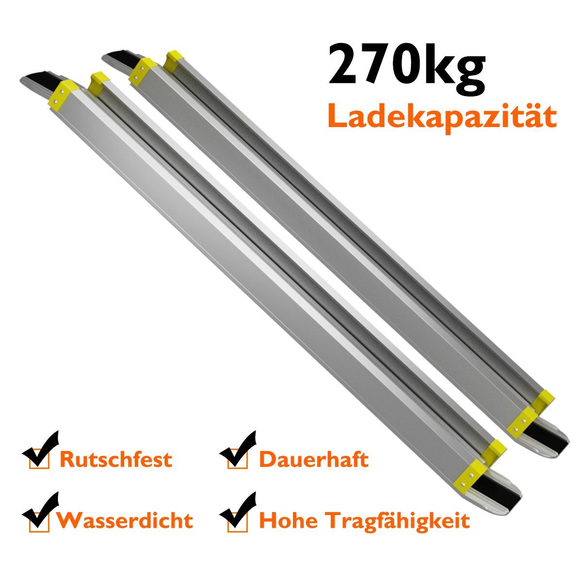 COSTWAY Auffahrrampe, 121,5-212,5cm, bis 270 kg, mit Antirutsch Belag