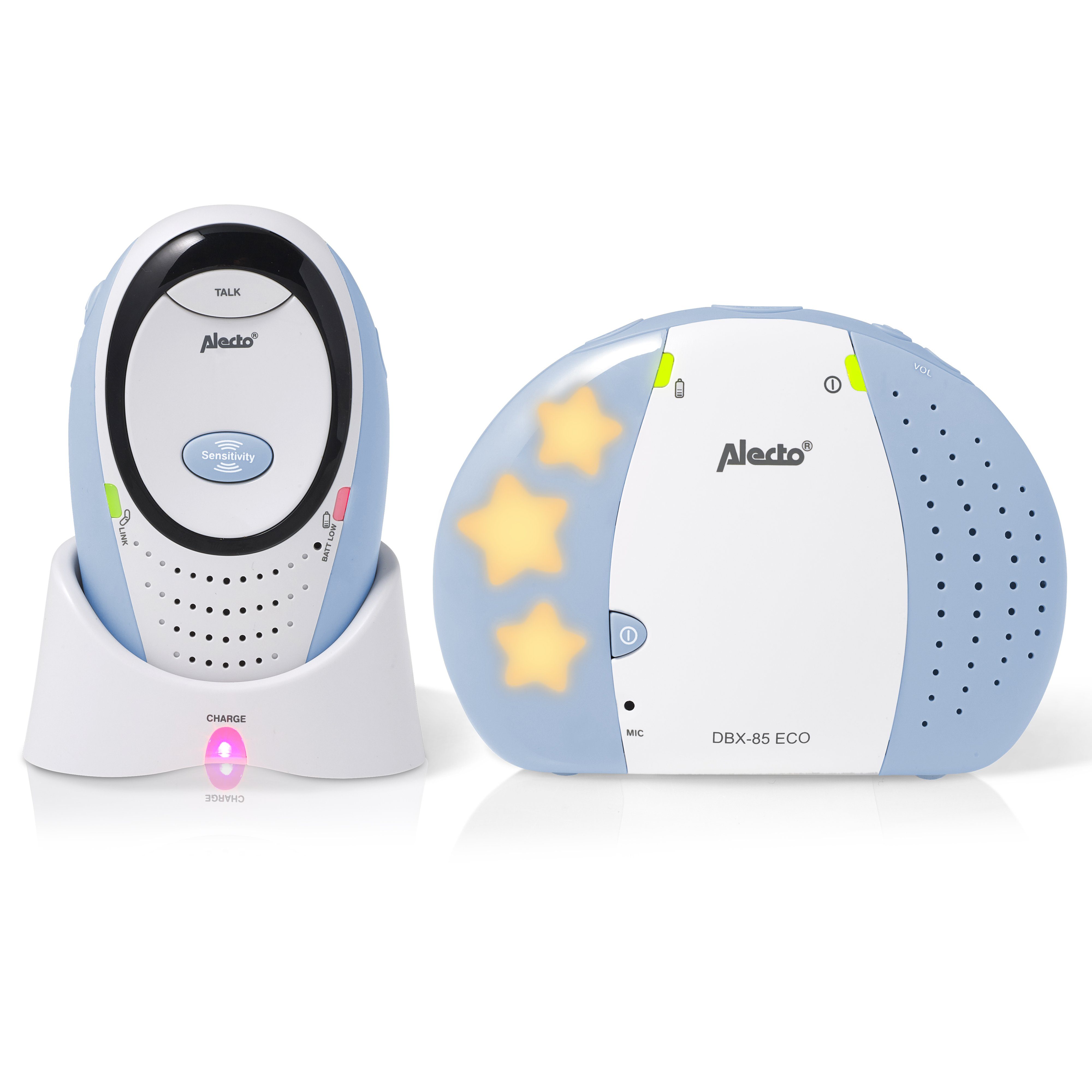 Alecto Babyphone DBX-85 ECO, 1-tlg., Klarer Klang durch DECT, <24h ohne Aufladen mit Rücksprechfunktion