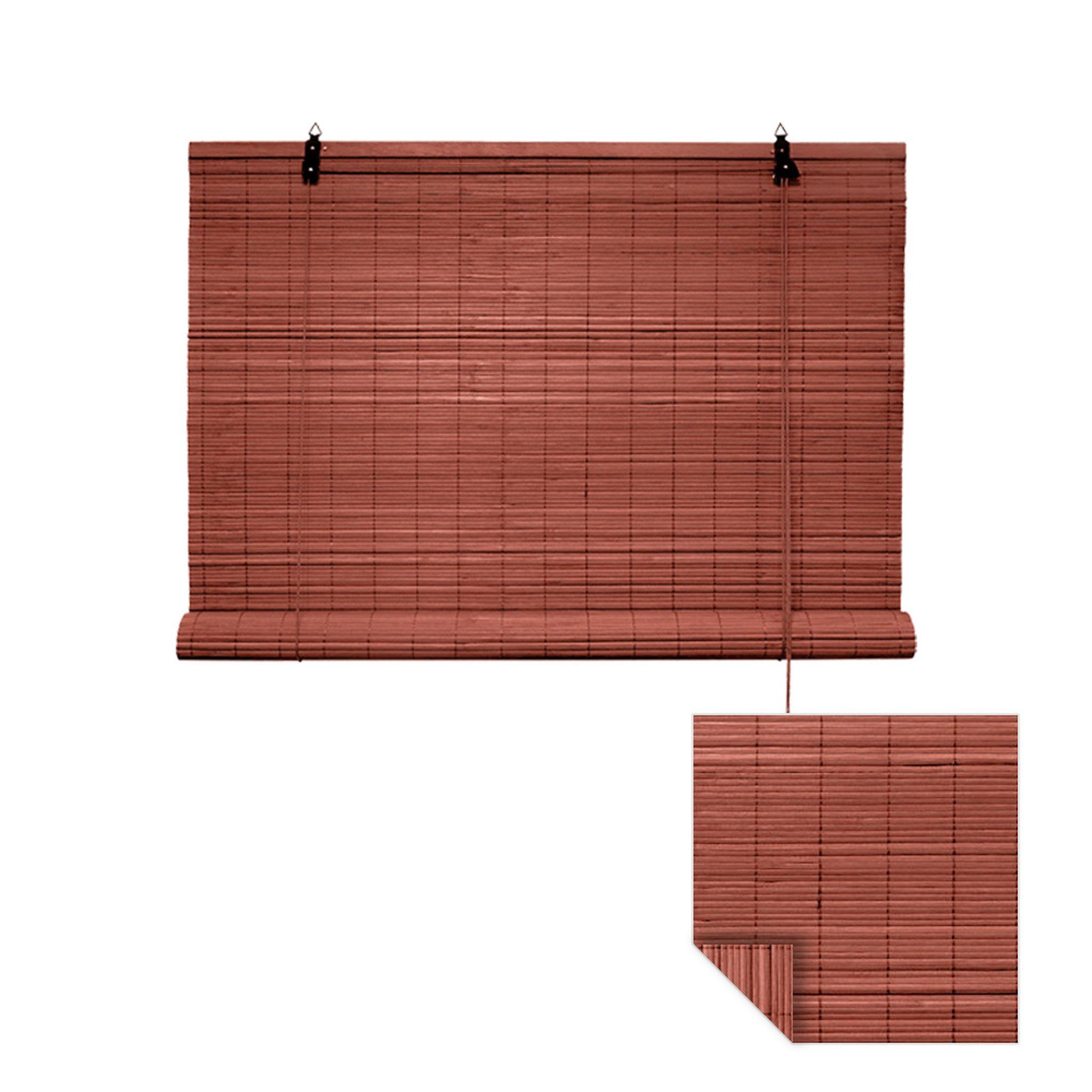 Rollo Bambusrollo, 50 x 130 cm, kirsche, Victoria M., verdunkelnd, ohne Bohren, freihängend, verschraubt, ohne Bohren, zum Schrauben