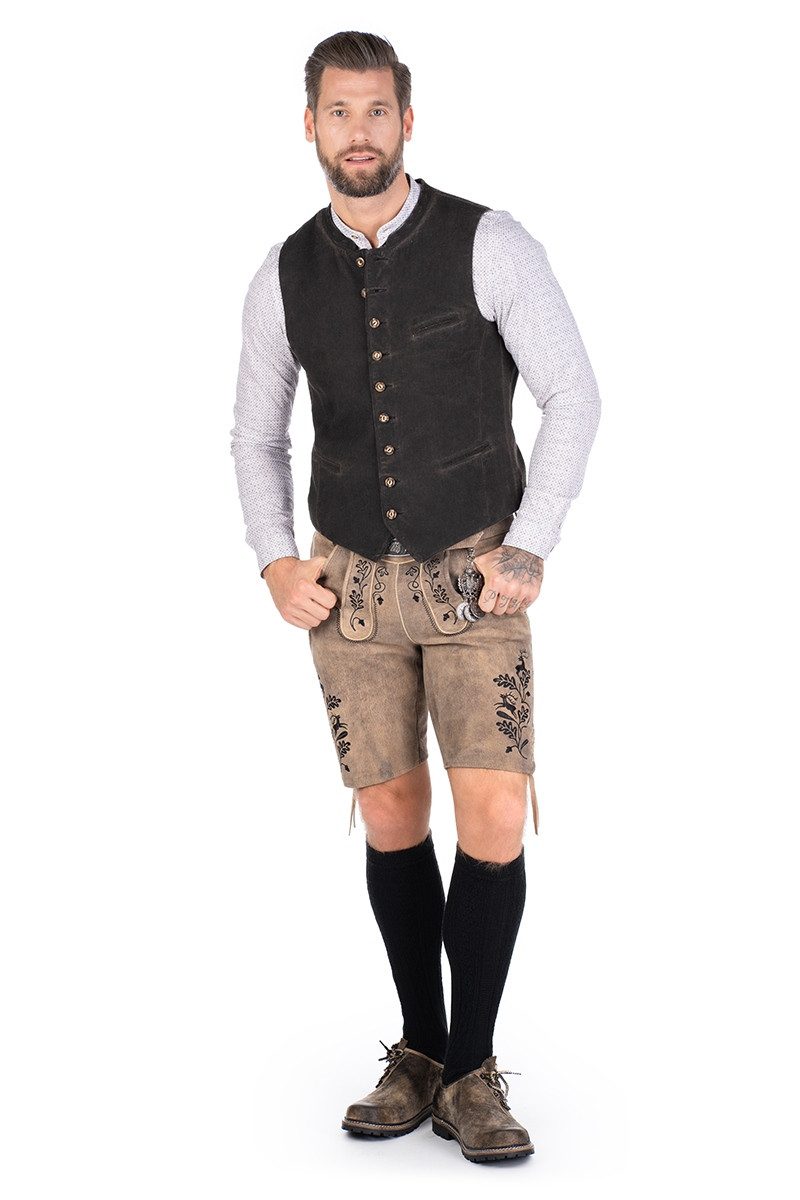 Lusana Trachtensocken Trachten Kniestrümpfe - L4910 - lodengrün, schwarz, stahlblau