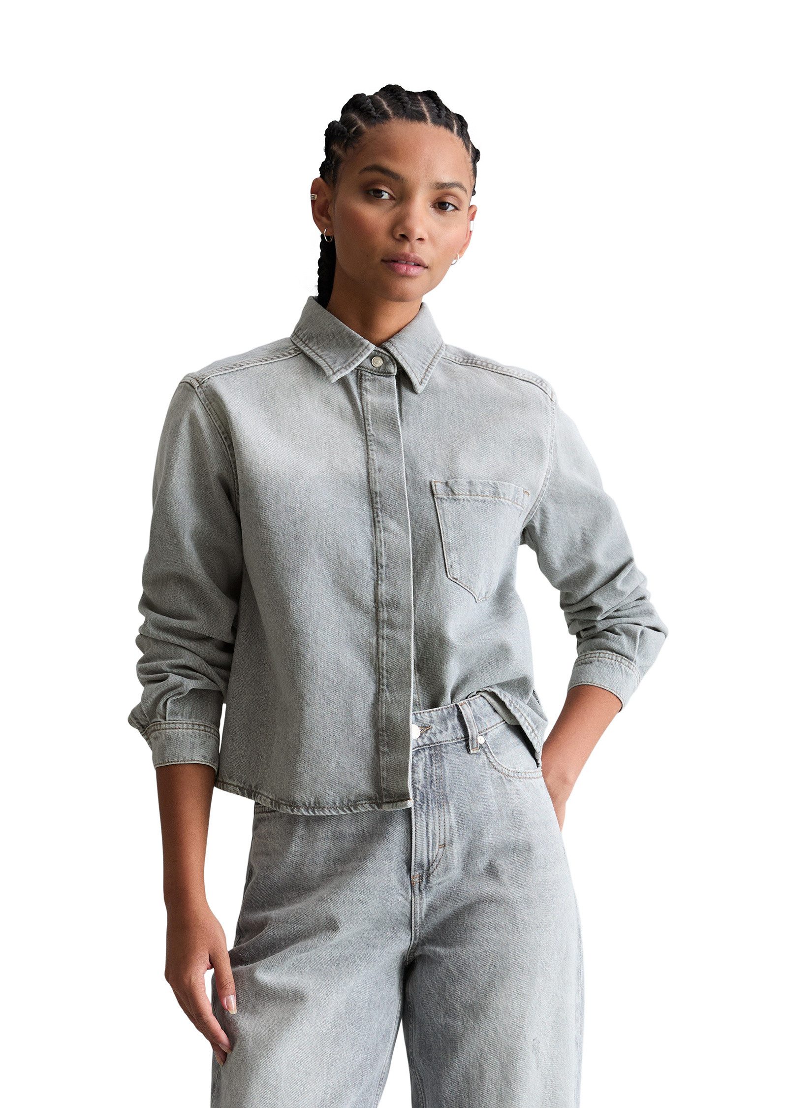 Marc O'Polo DENIM Langarmbluse aus Rigid Denim günstig online kaufen