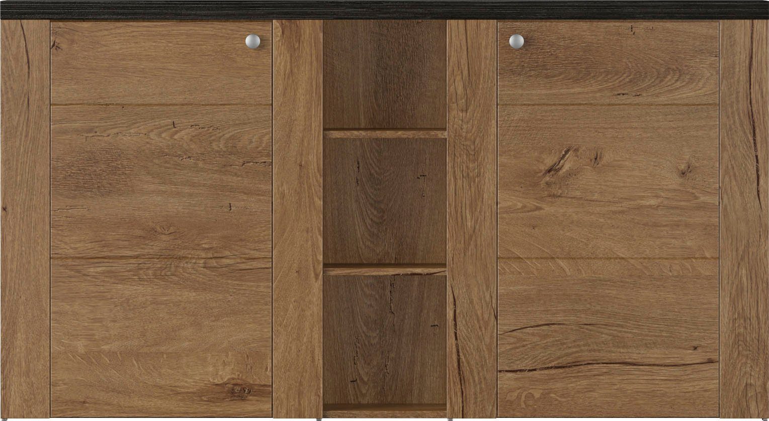 Home affaire Sideboard Larona, zeitlose Kommode mit 2 Türen, Türkommode, Breite 155 cm, Höhe 84 cm, viel Stauraum, Anrichte mit dekorativer Rahmenoptik