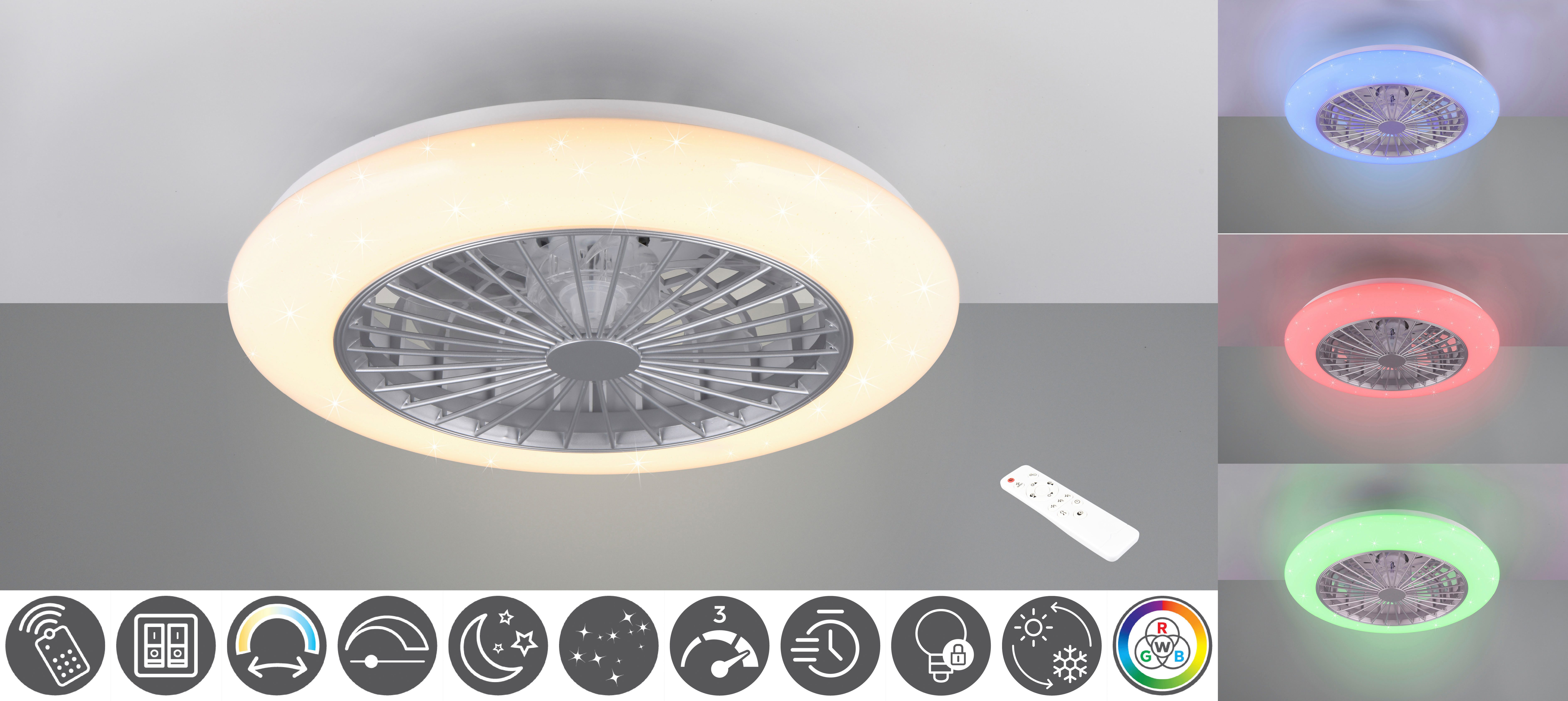 Reality Leuchten LED Deckenleuchte Stralsund Deckenventilator, günstig online kaufen