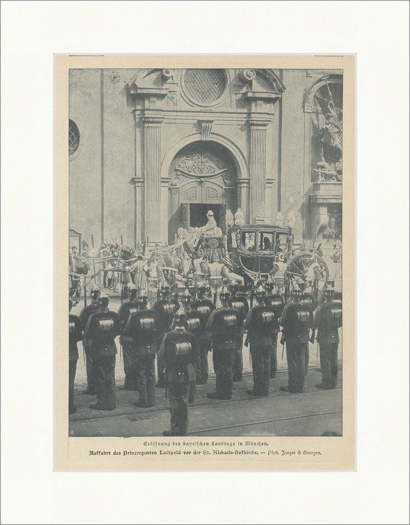 Kunstdruck Auffahrt des Prinzregenten Luitpold vor Michaelis Hofkirche F_Vintage