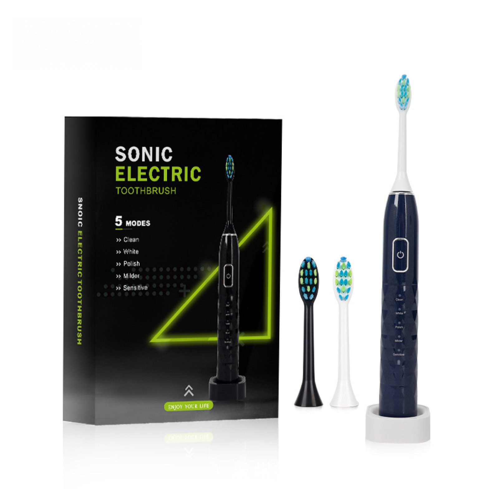 Solarandmore Elektrische Zahnbürste elektrische zahnbürste,elektrische zahnbürste ultraschall, Щетки: 2 St., 2* Bürstenköpfe,IPX7,1200-mAh-Akku,38.000 Mal pro Minute,5 Modi,119g, 2* Bürstenköpfe,IPX7,1200-mAh-Akku,38.000 Mal pro Minute,5 Modi,119g