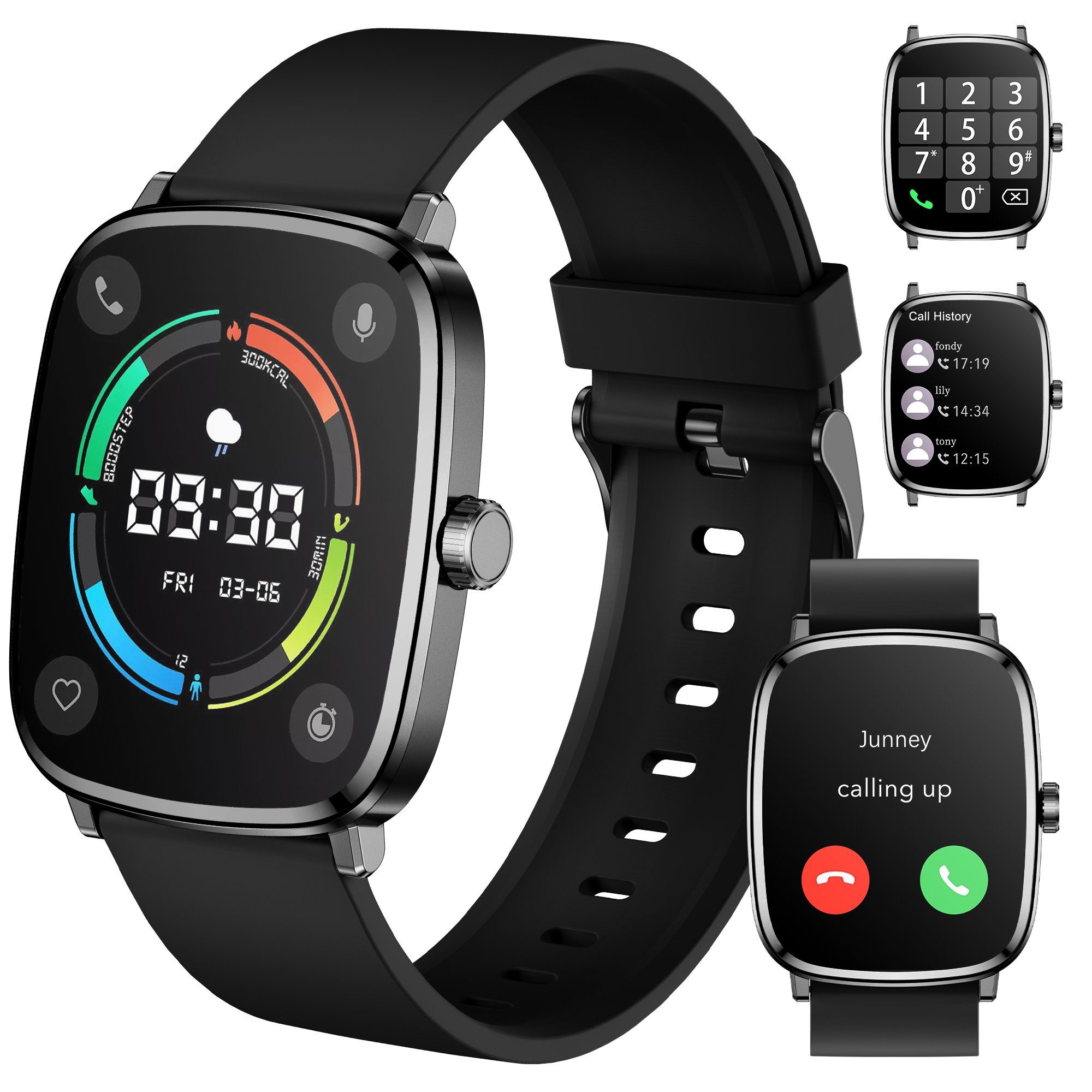 Smartwatch Fitnessuhr IP67 Fitness Blutsauerstoff/Pulsmesser Tracker Herren(2.01\