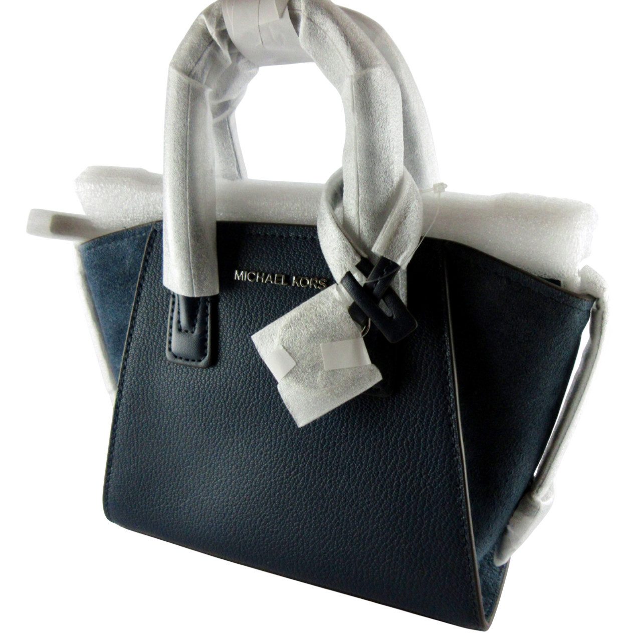 MICHAEL KORS Henkeltasche Avril XS aus Leder und Wildleder bleu marine 35F4S4VC0