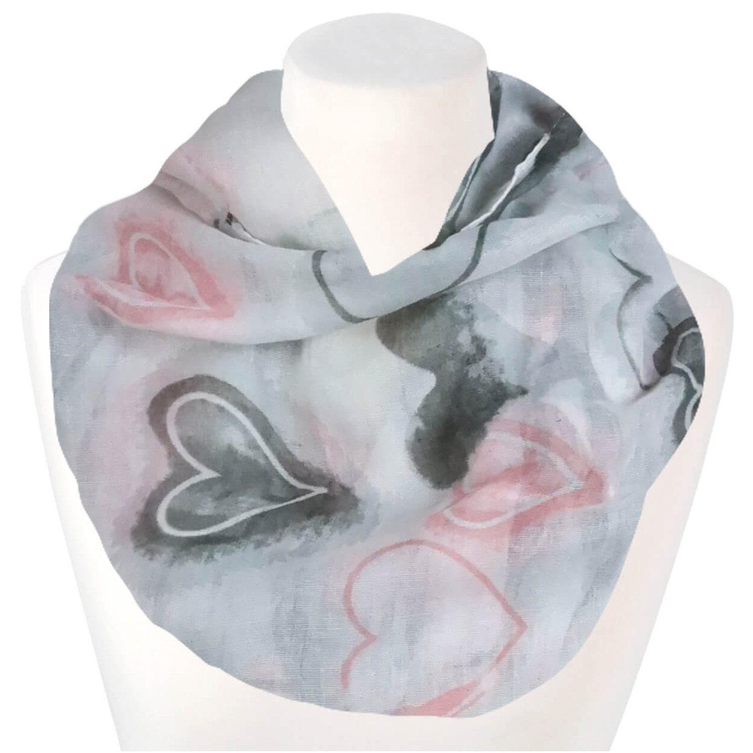 chic4home Loop Voyage Vibes, (1-St. 1-teilig), Damen Loop-Schal Schlauchschal Herzchen Muster