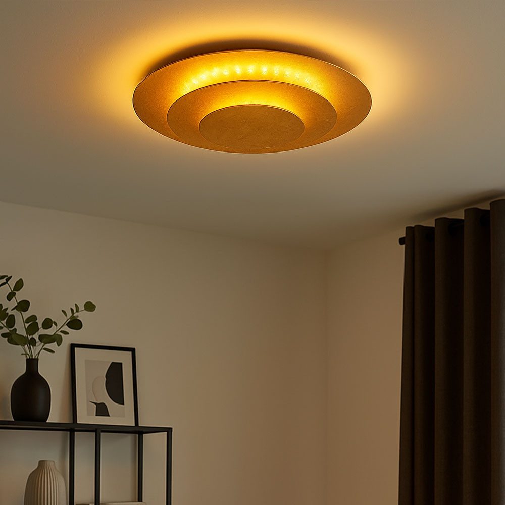 GLOBO LIGHTING LED Deckenleuchte, LED-Leuchtmittel fest verbaut, Warmweiß, Deckenleuchte Deckenlampe Wohnzimmerlampe gold LED Schlafzimmerlampe