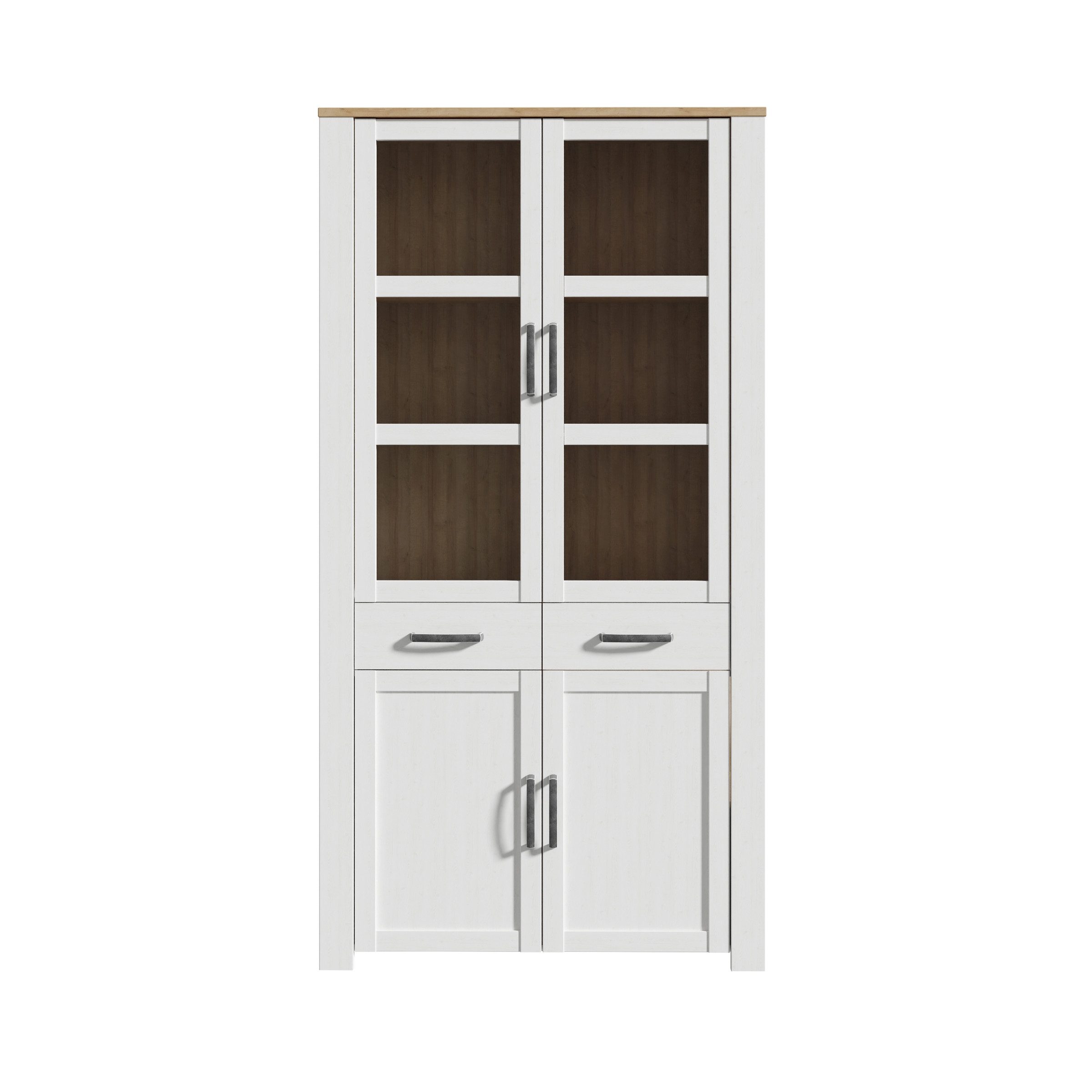 PREISBRECHER Stauraumvitrine BOHOL in Eiche Dekor / Sibiu - 106,4x205,4x42cm (BxHxT)
