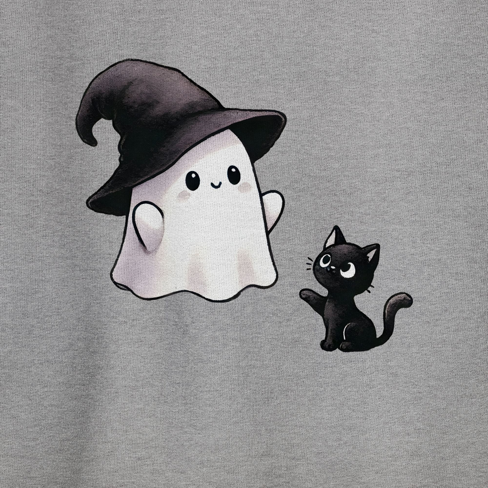 Shirtracer Sweatshirt Süßes Geister Motiv mit Katze, Halloween Katzenmotiv (1-tlg) Halloween Kostüme Damen