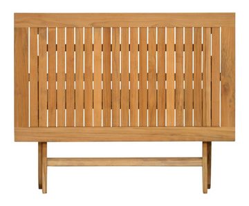 Kai Wiechmann Balkonset Edle Teak Sitzgruppe aus 4 Hochlehnern und 1 Klapptisch 120 x 80 cm, (5-tlg., 4 Hochlehner, 1 Klapptisch), Set aus Teak-Gartenmöbeln mit Klappfunktion