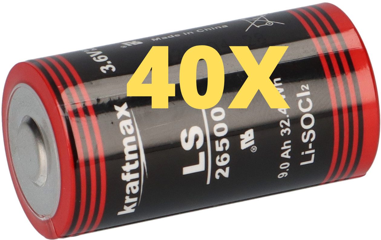 XCell 40x Kraftmax Lithium 3,6V Batterie LS26500 C Zelle 26500 Batterie