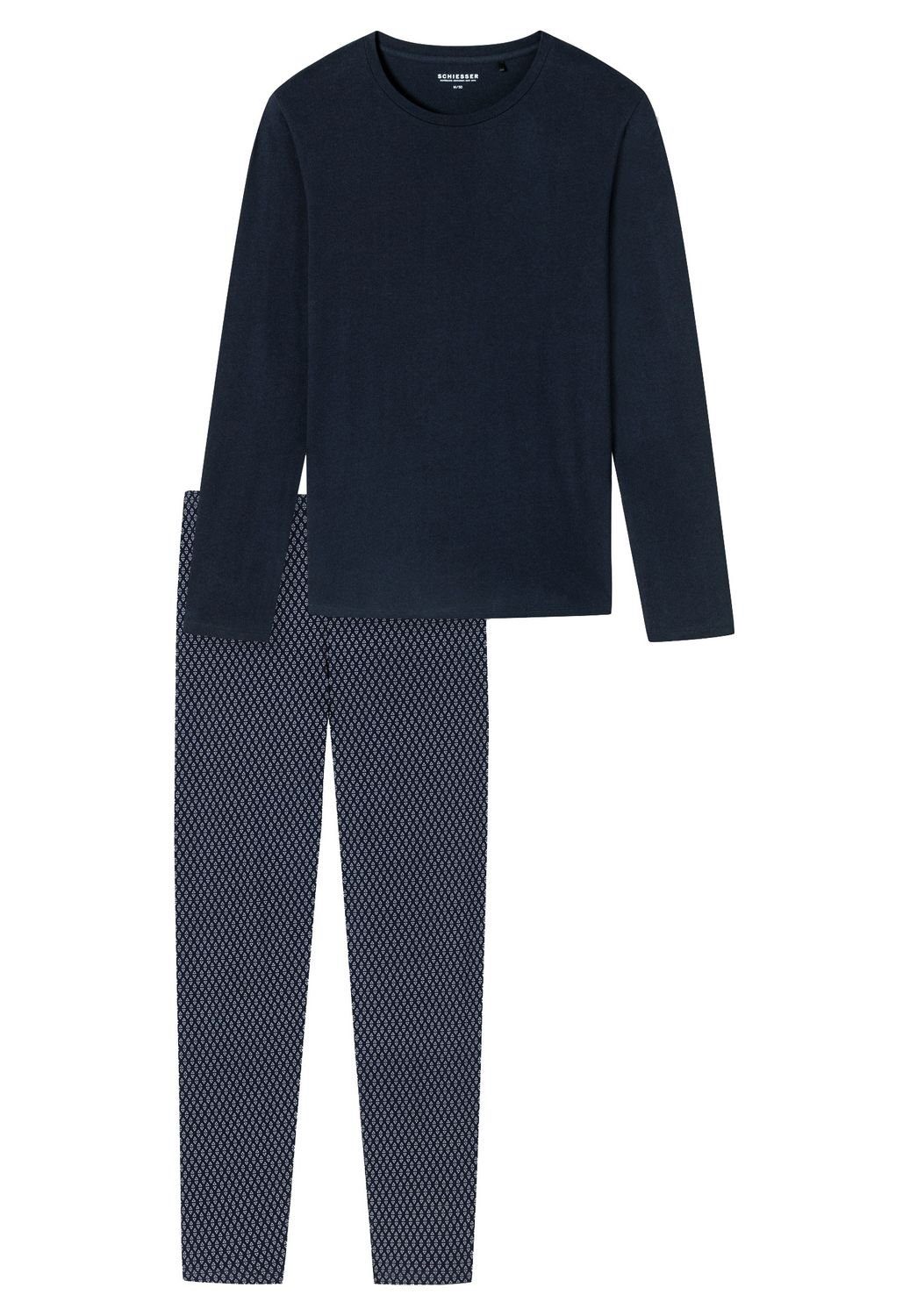 Schiesser Pyjama Comfort Fit (Set, 2 Navy 100% Baumwolle gestreift, tlg)