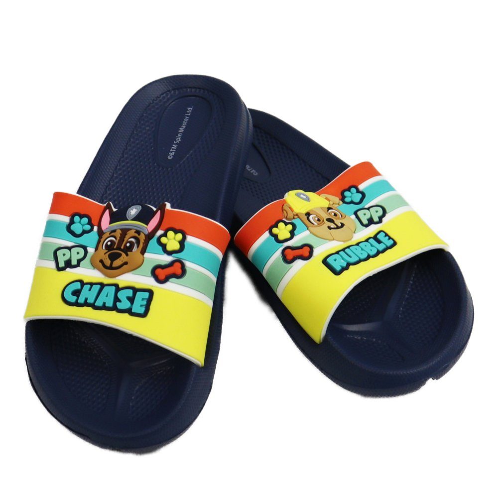 Schuhe Sportschuhe PAW PATROL Chase Rubble 3D Muster Kinder Sandale Badesandale Gr. 25 bis 32, Dunkelblau