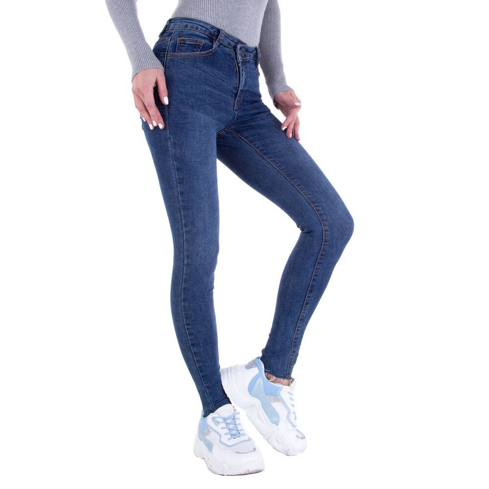 Ital-Design Jeans Skinny Skinny-fit-Jeans Freizeit in Stretch Blau Damen