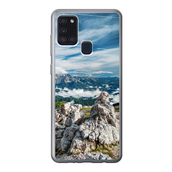 MuchoWow Handyhülle Alpen - Felsen - Gras Handyhülle Samsung Galaxy A21s Smartphone-Bumper Print Handy