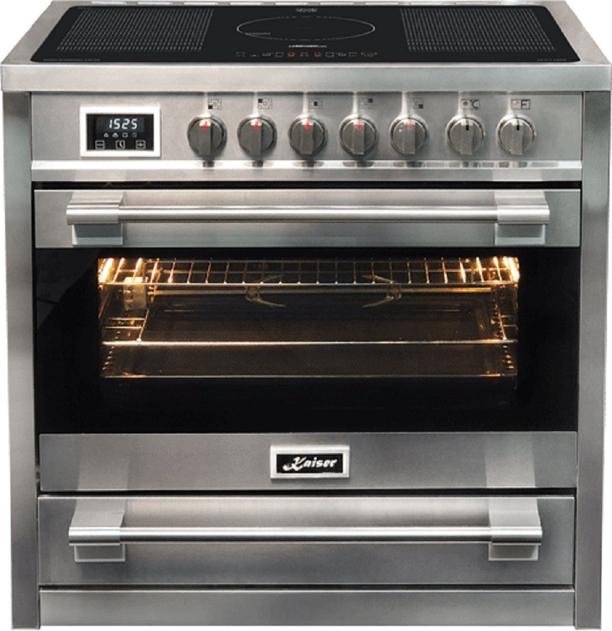 Kaiser Küchengeräte Induktions-Standherd XXL Elektro Standherd 90 cm Induktionskochfeld 115L Selbstreinigung HC 93691 IR, XXL Elektro Standherd 90 cm Induktionskochfeld 115L Selbstreinigung