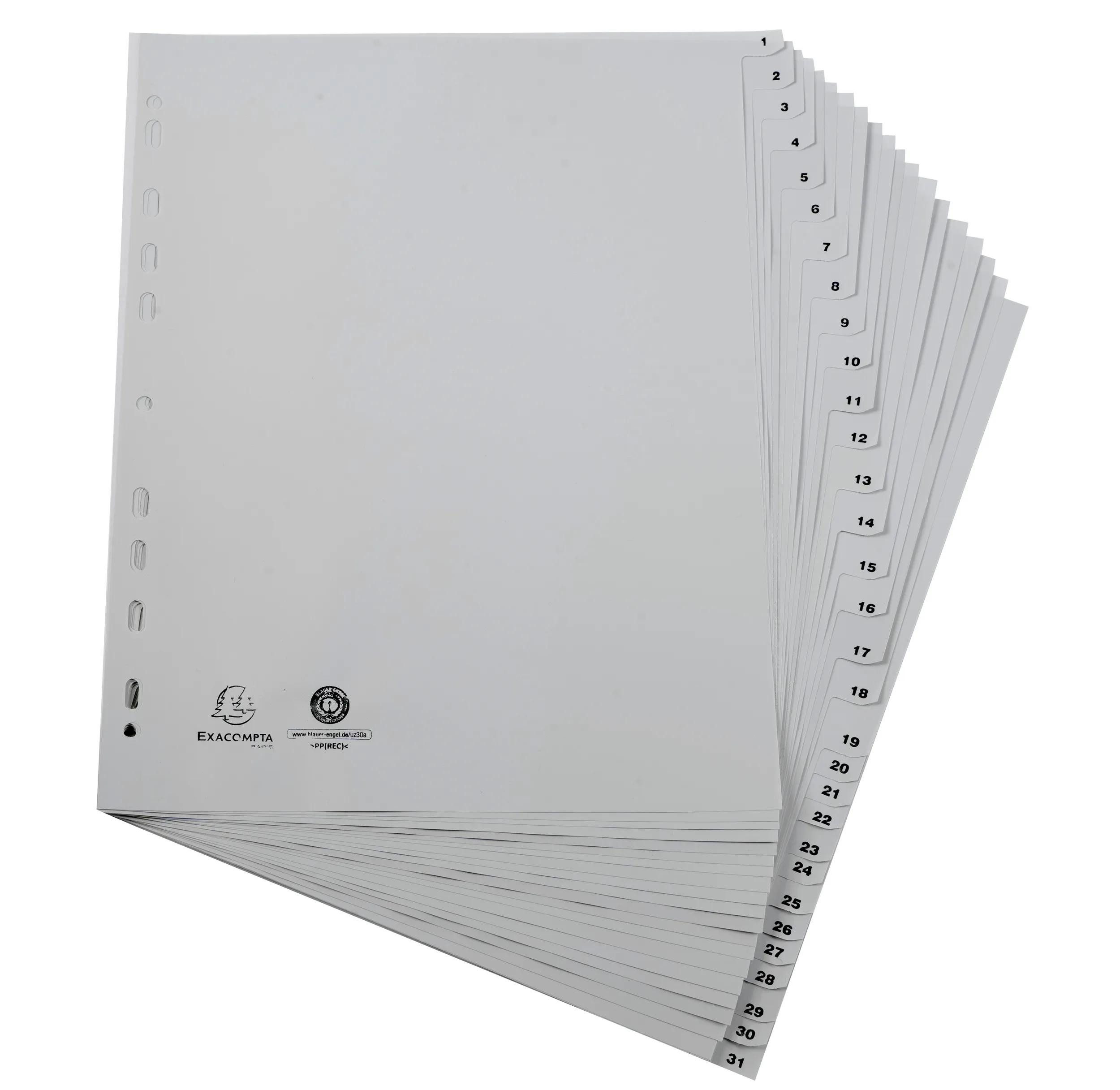 EXACOMPTA Aktenordner 5x Register A4 RC-PP grau 120µ Taben 1-31 31 Positionen Grau 2931E, Register