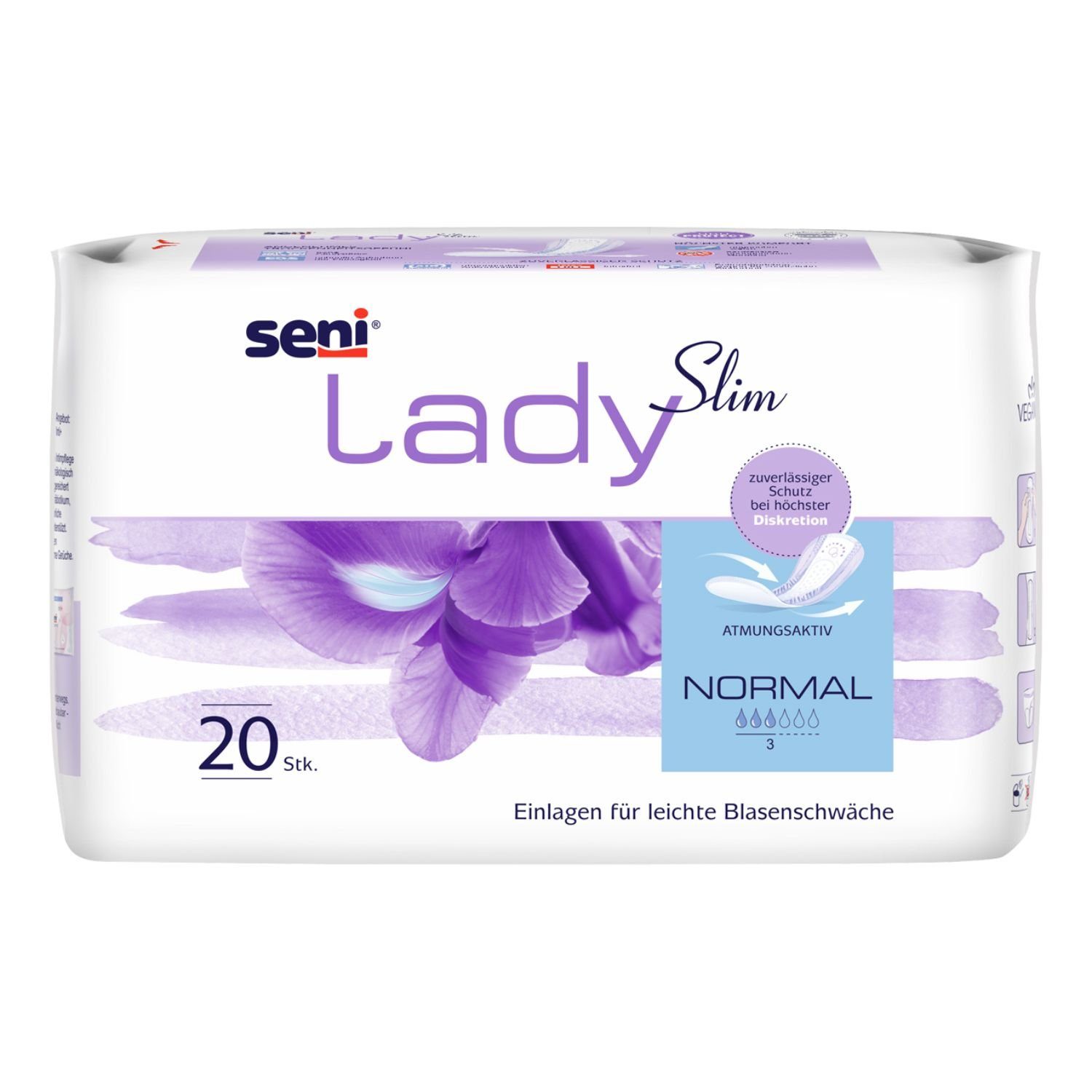 TZMO Deutschland GmbH Inkontinenzslip SENI Lady Slim Normal Level 2 Einlagen 20 Stück (Einzelpackung, 20-St., 1 Packung à 20 Stück) Atmungsaktiv, latexfrei, anatomisch geformt, mit Klebestreifen
