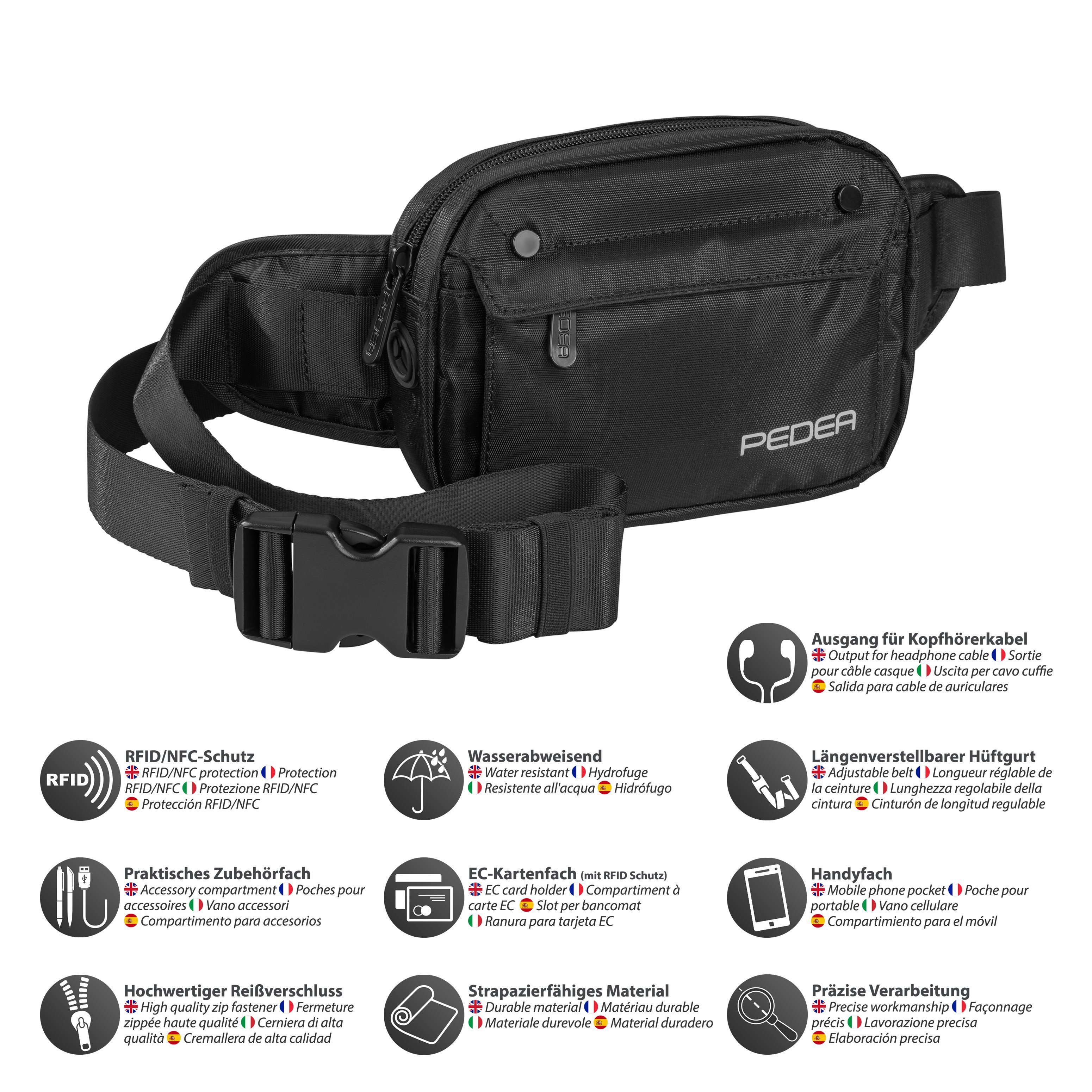 PEDEA Bauchtasche Gürteltasche, flexibel, wasserabweisend, RFID/NFC - Schutz integriert, wasserabweisend