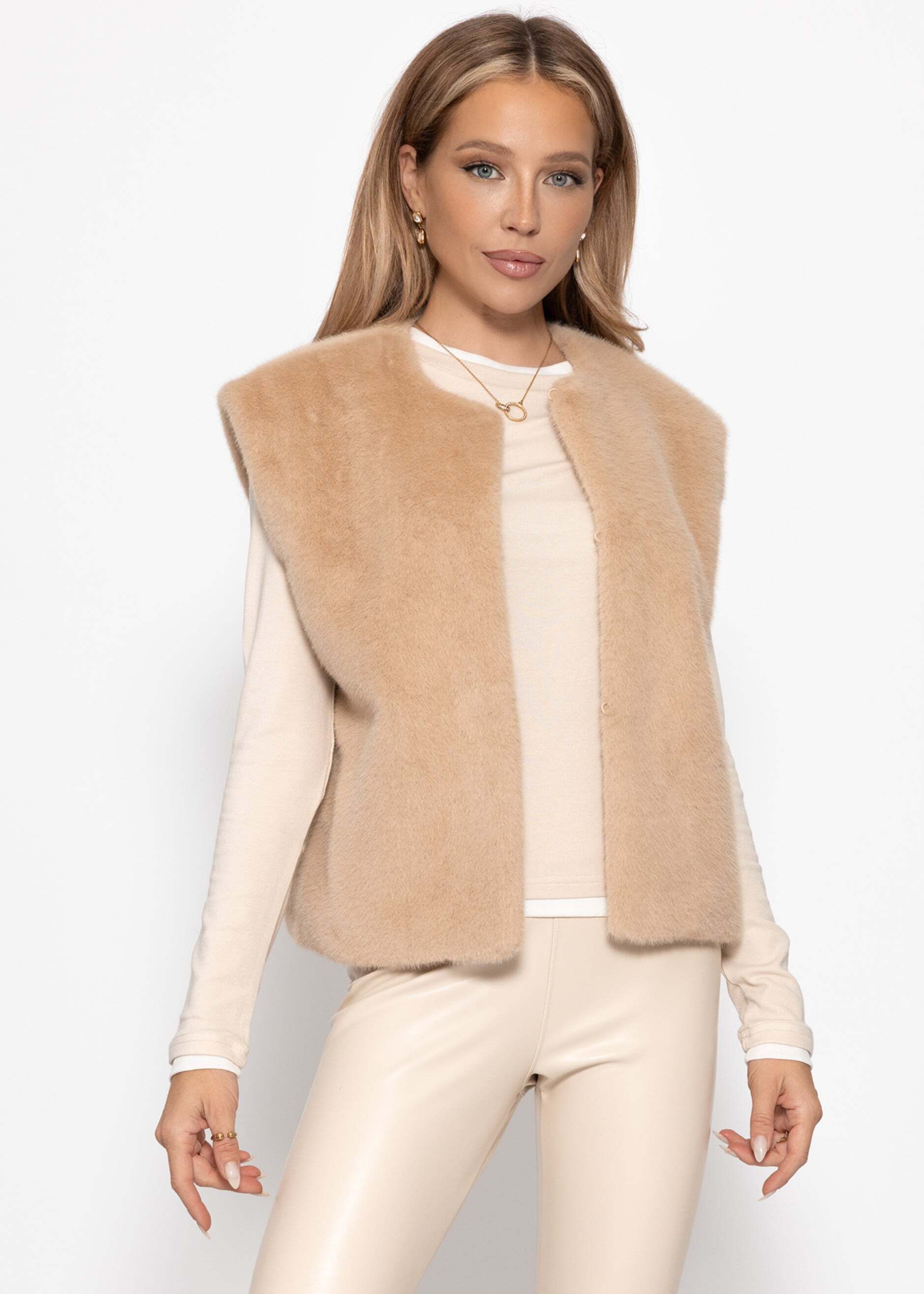 SASSYCLASSY Kurzweste Elegante Kunstfell Weste für Damen Weiche Weste mit H günstig online kaufen