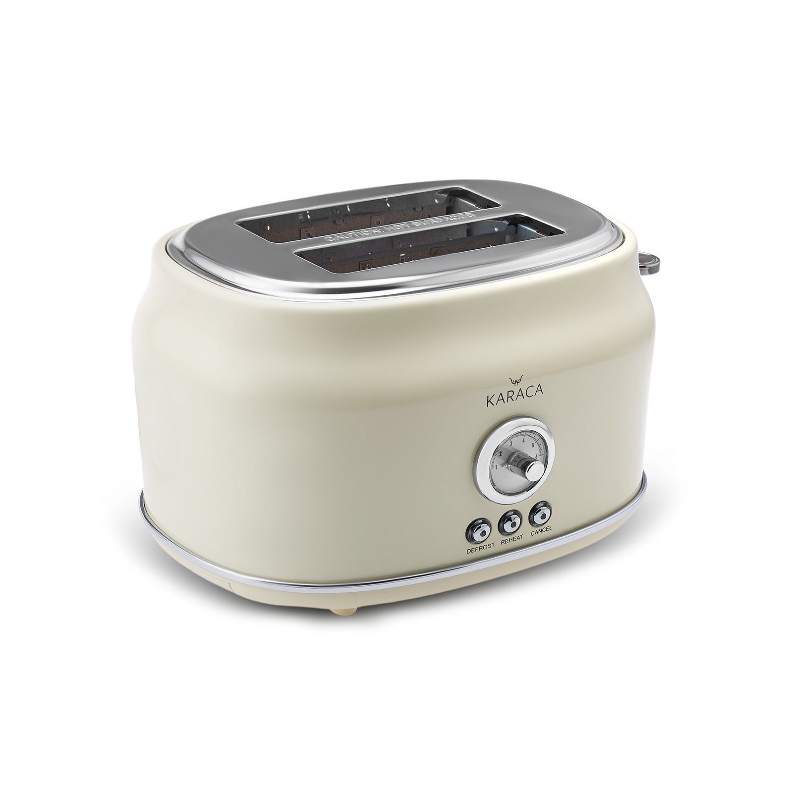 Karaca Sandwichmaker Retro Toaster Creme, 815W, 2 Scheiben, Auftau & Aufwärmen, Edelstahl