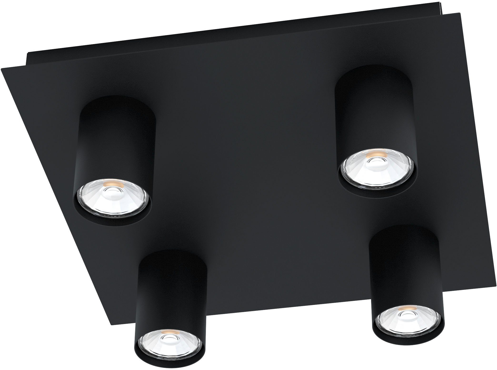 EGLO Deckenleuchte VALCASOTTO, Leuchtmittel wechselbar, ohne Leuchtmittel, Deckenleuchte in schwarz aus Stahl - inkl. GU10 - 4,5W | Deckenlampen