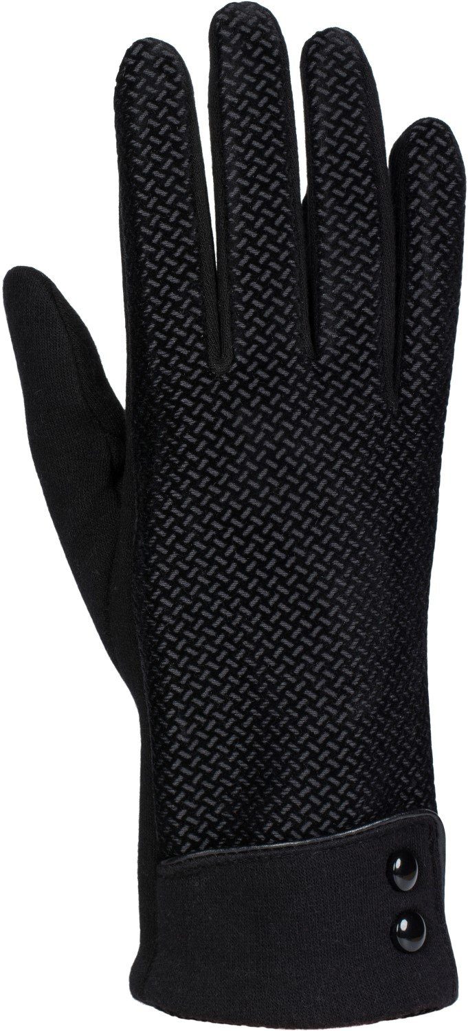 styleBREAKER Baumwollhandschuhe Touchscreen Handschuhe Riffel weichem mit Muster Schwarz