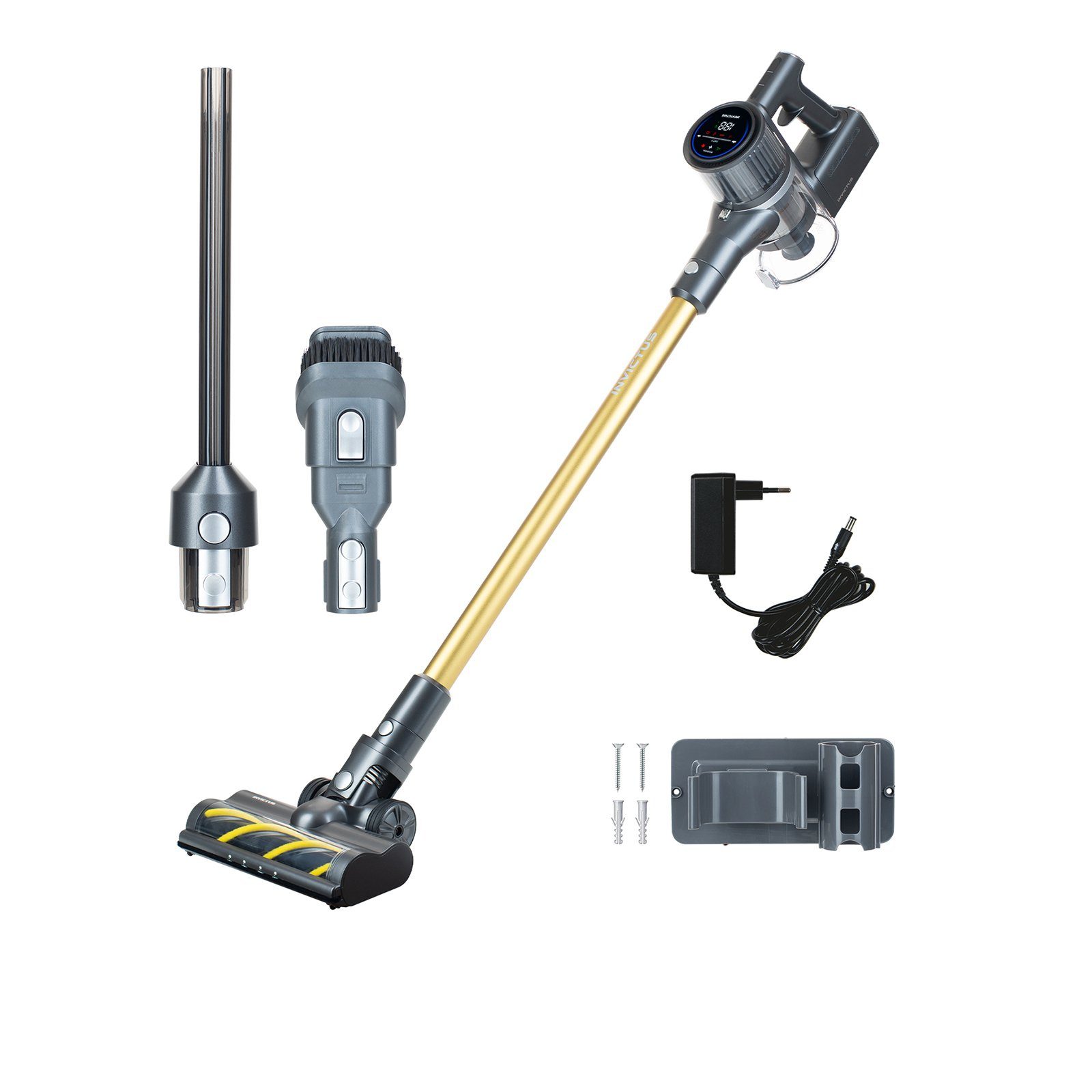 Genius Akku-Stielstaubsauger INVICTUS X8 PRO Akkustaubsauger Set 12-tlg. Handstaubsauger, beutellos HEPA Filter, 400 Watt Wechselbarer Akku