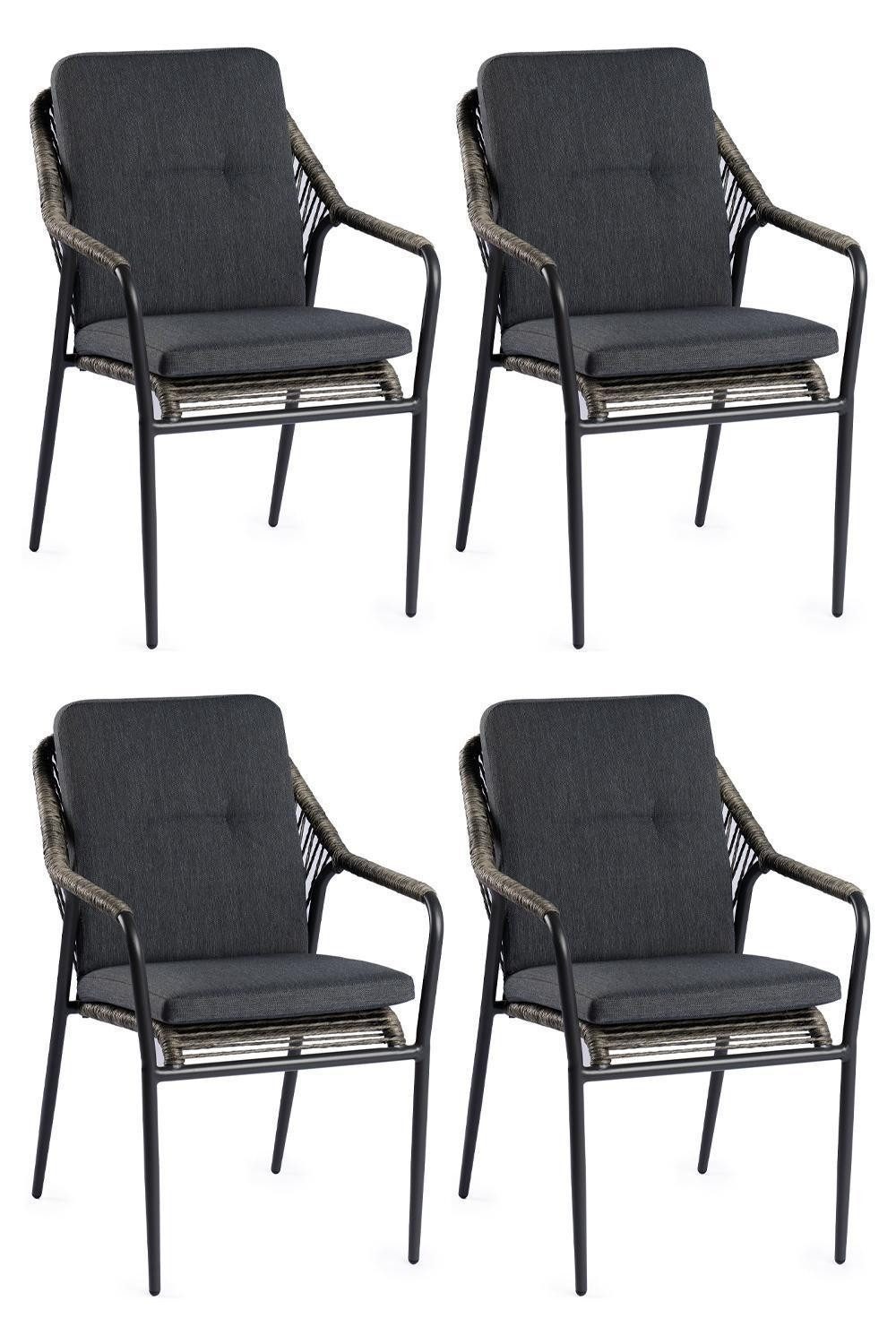 Gartenstuhl CORTEZ DINING, Anthrazit, Braun, Schwarz, (4 St), Aluminium, Kissenbezüge aus Olefin, B 62 x H 86 x T 57 cm