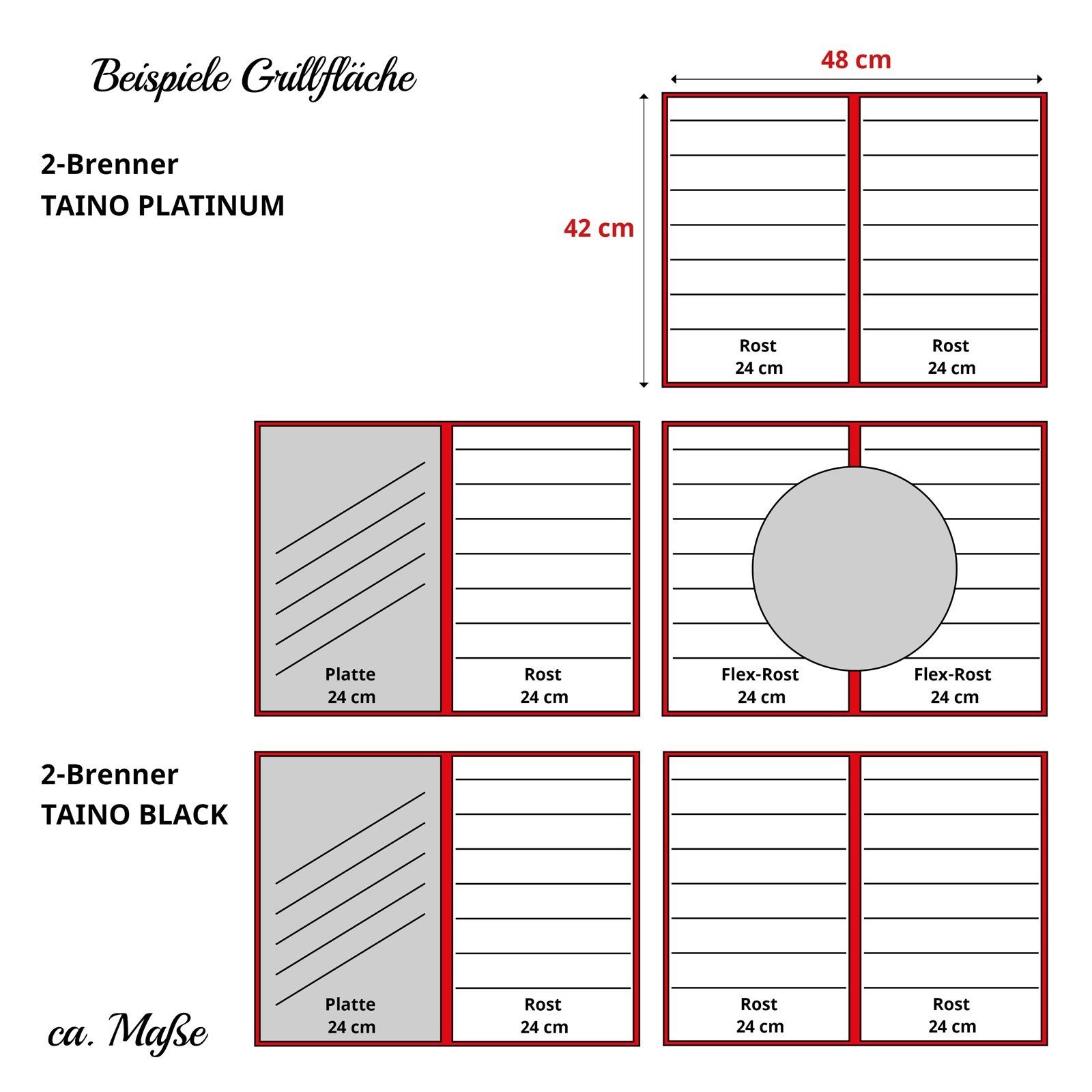 TAINO Grillplatte PLATINUM/BLACK/YAMARA (1-St), Wendeplatte, Gusseisen, 42 x 24 cm, 2-seitig verwendbar