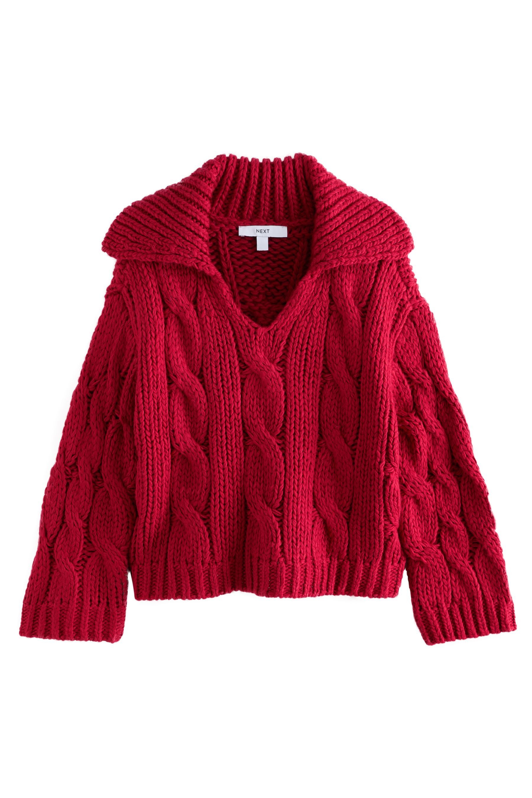 Next Polokragenpullover Grobstrickpullover mit Zopfmuster, offener günstig online kaufen
