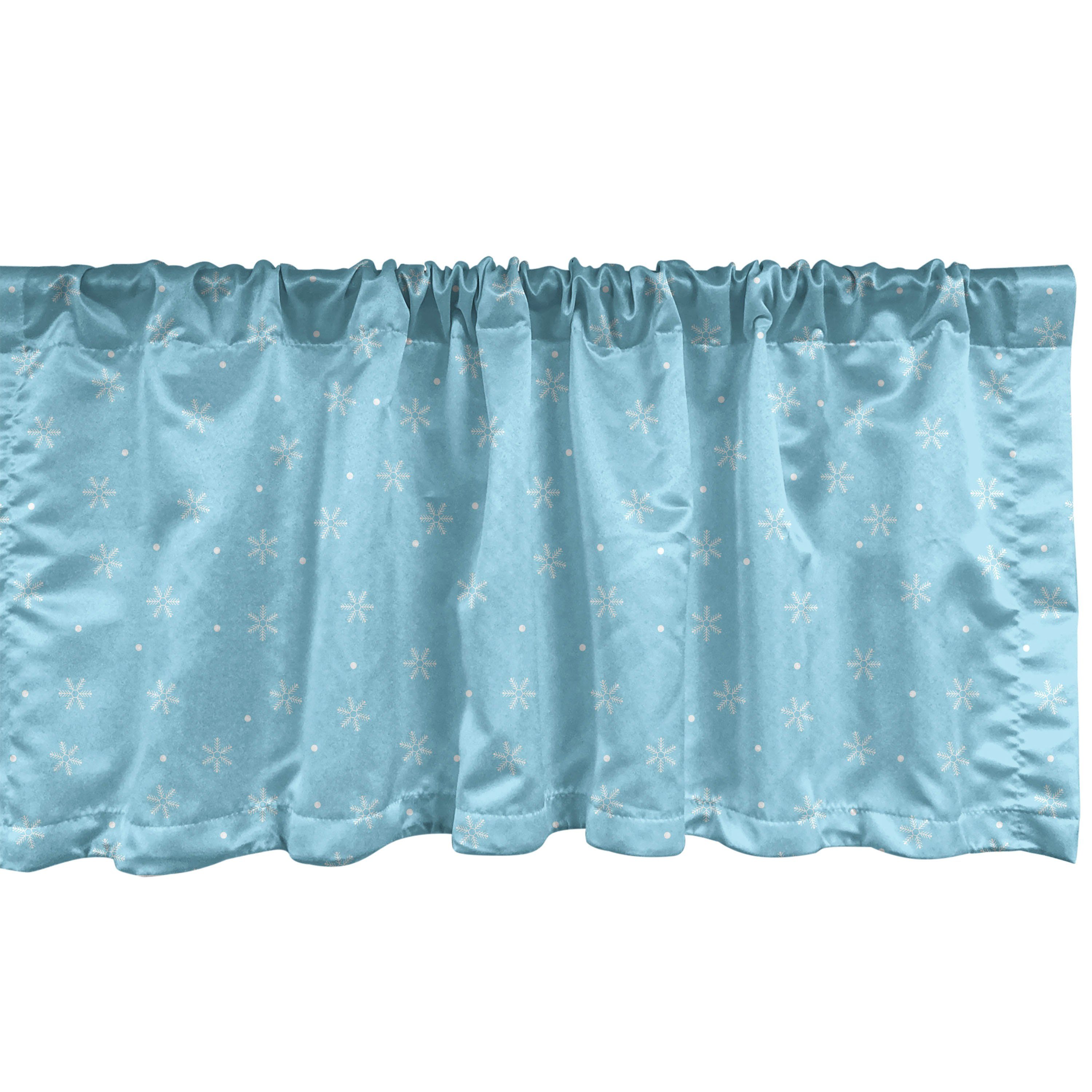 Scheibengardine Vorhang Volant für Küche Schlafzimmer Dekor mit Stangentasche, Abakuhaus, Microfaser, Winter Weicher Schneefall auf Blau