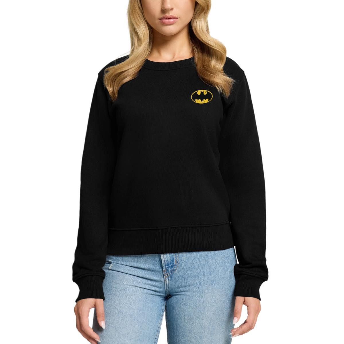 Spreadshirt Sweatshirt DC Comics Batman Kleines Logo Used Look Damen Premium Pullover (1-tlg)