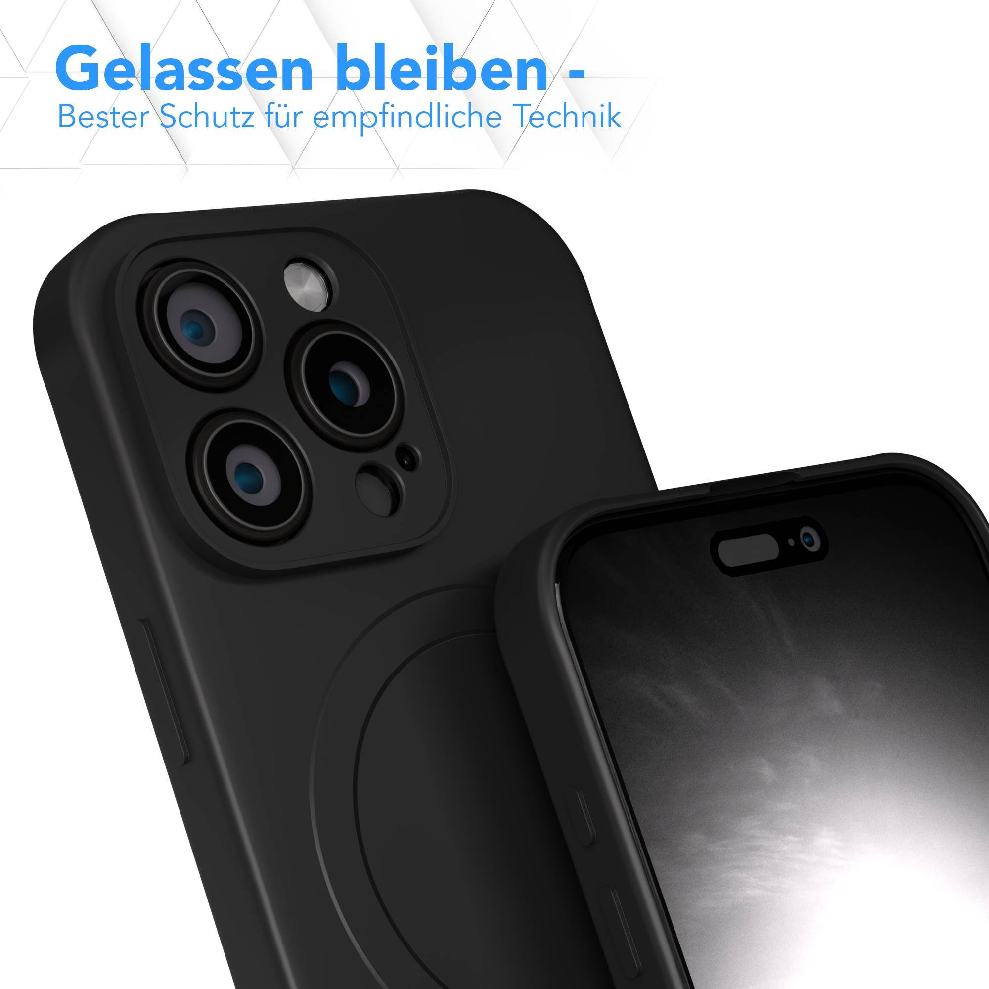 EAZY CASE Handyhülle für Apple iPhone 16 Pro Max Hülle Silikon 6,9 Zoll, Schutzhülle mit MagSafe kratzfest Back Cover Kameraschutz Schwarz – Bild 4 von 5