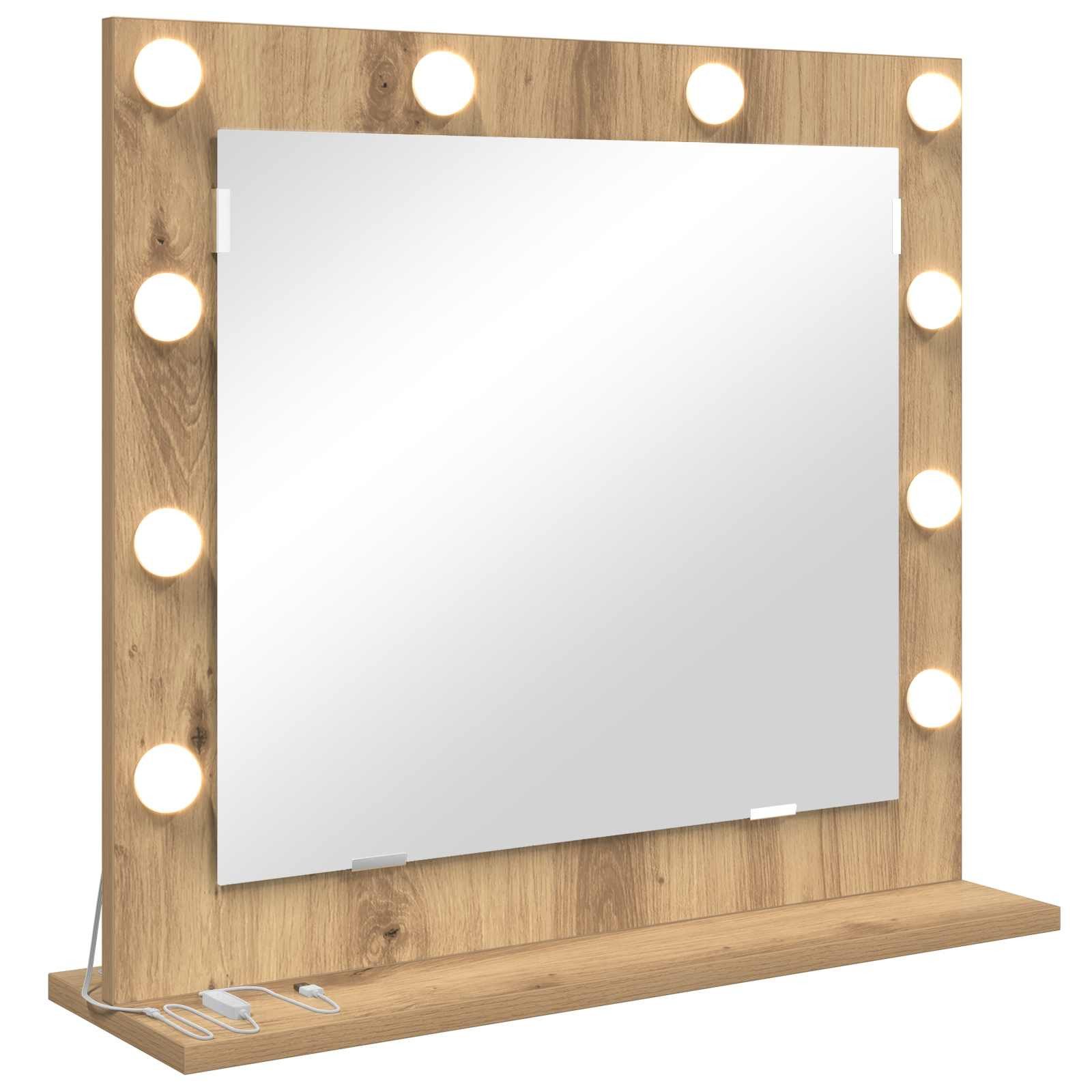 vidaXL Spiegel Waschtischspiegel Weiß 60 x 55 x 18 cm Glas und furniertes Holz (1-St)