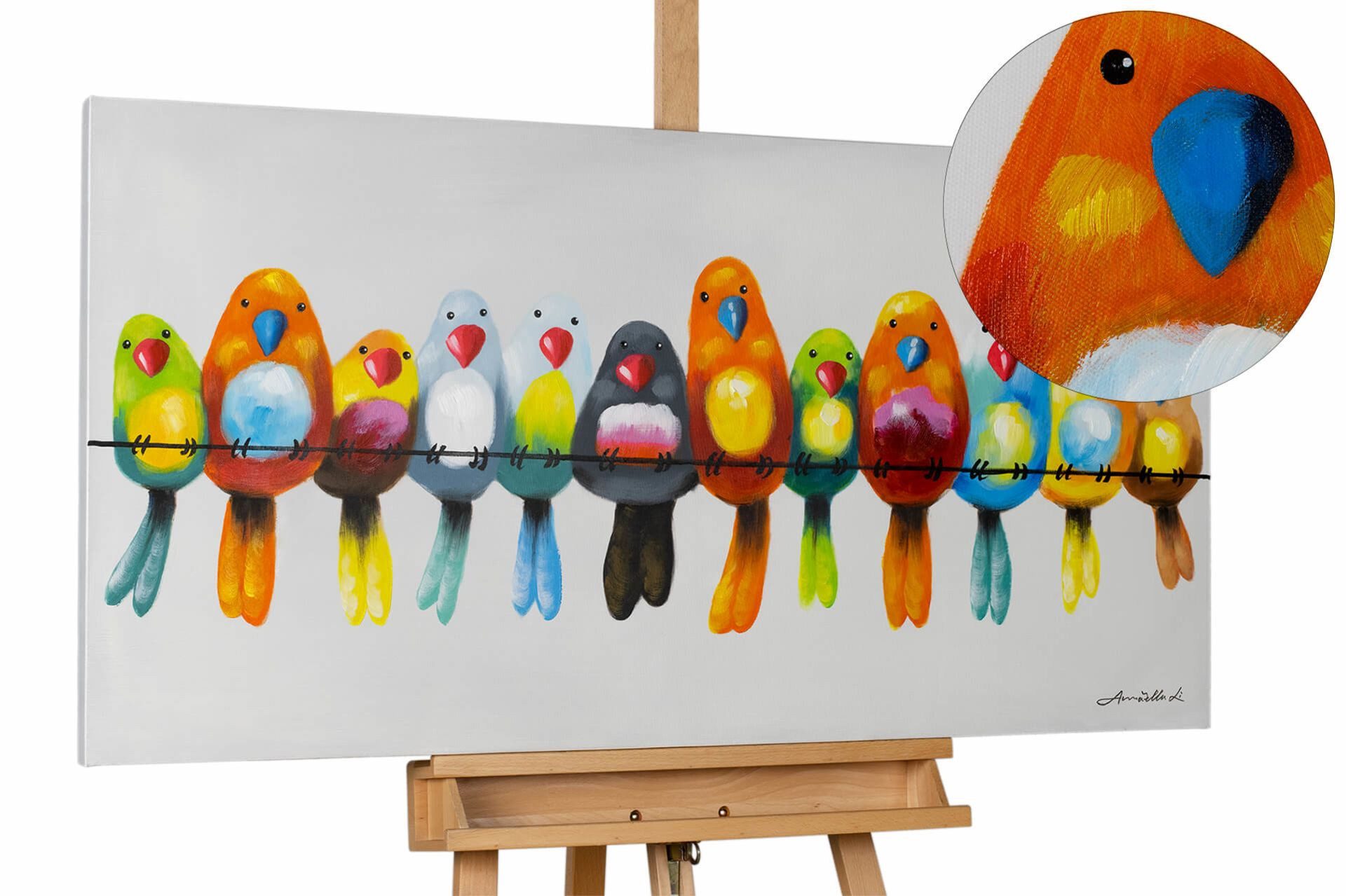 KUNSTLOFT Gemälde Freunde fürs Leben 120x60 cm, Leinwandbild 100% HANDGEMALT Wandbild Wohnzimmer
