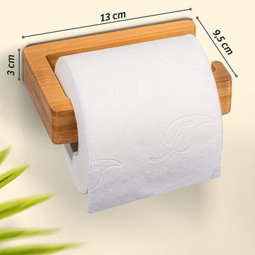 Praknu Toilettenpapierhalter Klopapierhalter ohne Bohren - Hält Sicher an der Wand (1-St), Bambus Holz aus Эко-товарer Forstwirtschaft