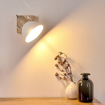 hofstein Wandleuchte »Cotes« verstellbare Wandlampe aus Metall/Holz in Weiß/Braun, ohne Leuchtmittel, 1xE27, Wandspot im Retro/Vintage Design