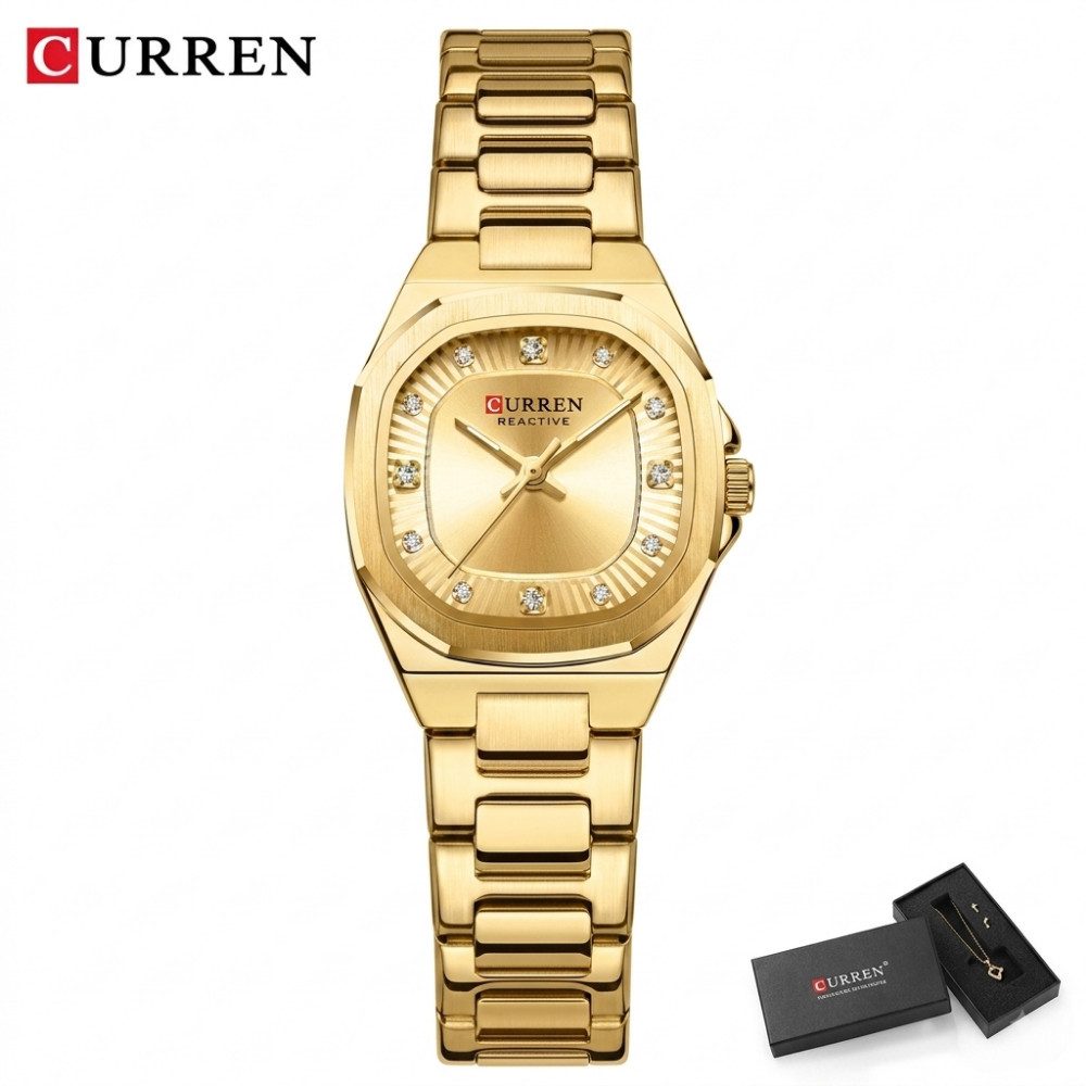 Athlix Quarzuhr elegante Damen-Armbanduhr mit Diamantakzenten Quarzuhr, wasserdicht bis 3 Bar, Dezente Leuchtfunktion