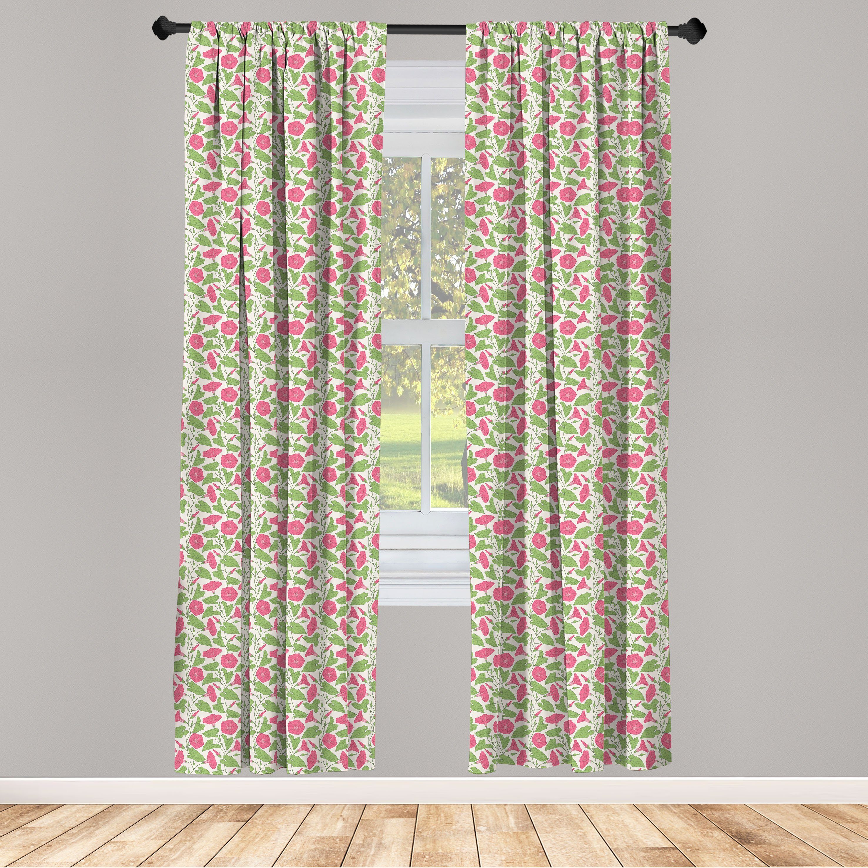 Gardine Vorhang für Wohnzimmer Schlafzimmer Dekor, Abakuhaus, Microfaser, Blume Vintage bindweeds